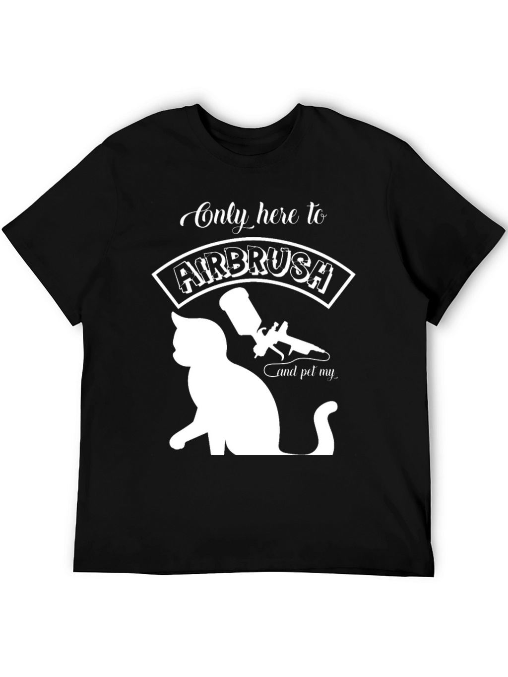 Airbrush & Pet Cat Black T-Shirt