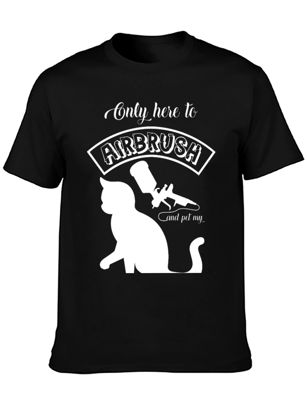 Airbrush & Pet Cat Black T-Shirt