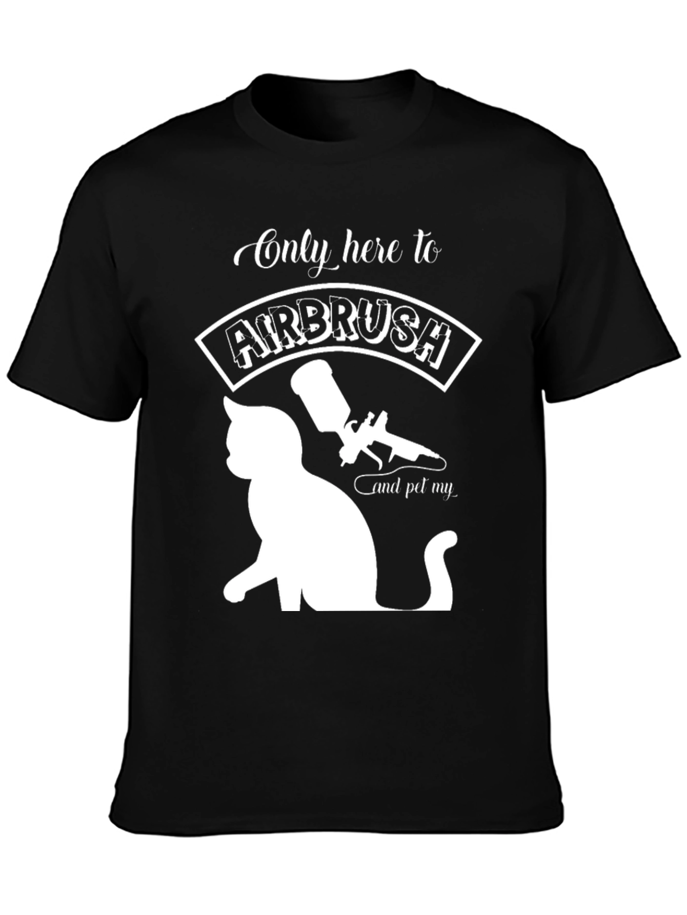 Airbrush & Pet Cat Black T-Shirt