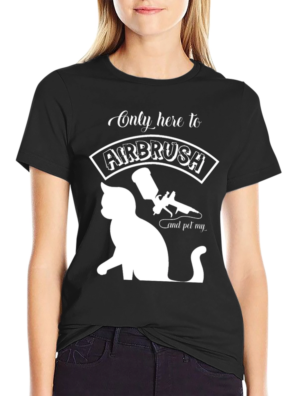 Airbrush & Pet Cat Black T-Shirt