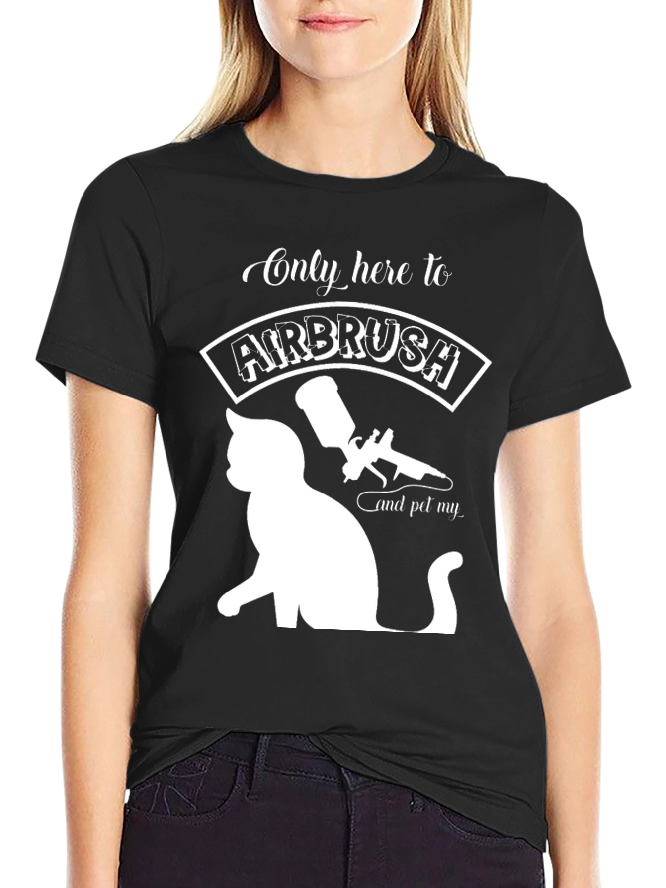 Airbrush & Pet Cat Black T-Shirt