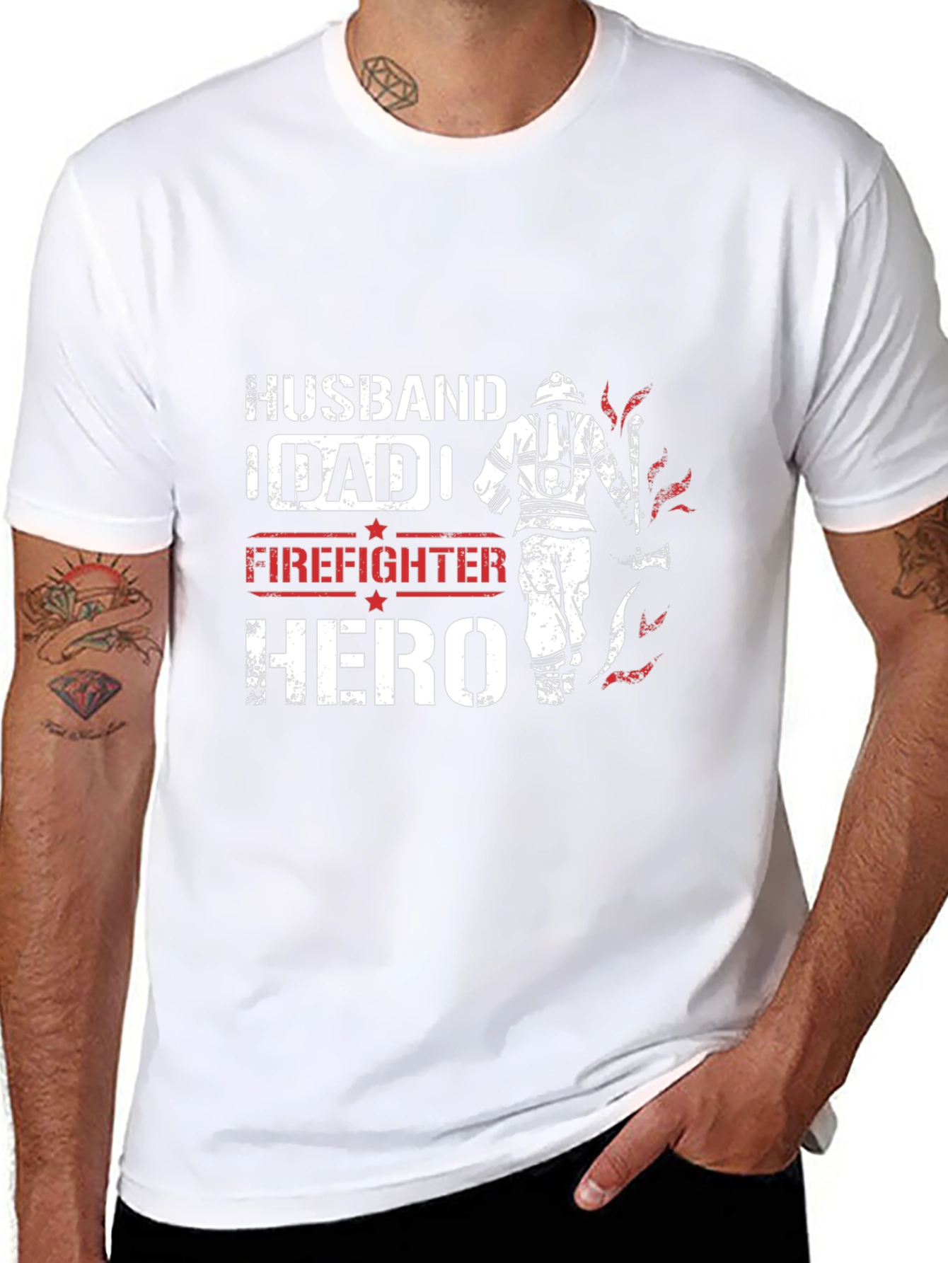 Firefighter Hero Graphic Tee - Husband Dad Hero