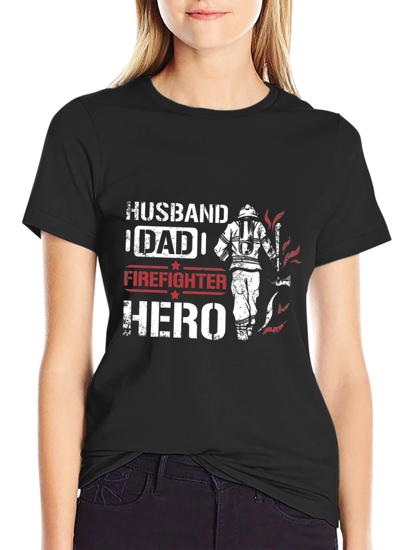 Firefighter Hero Graphic Tee - Husband Dad Hero