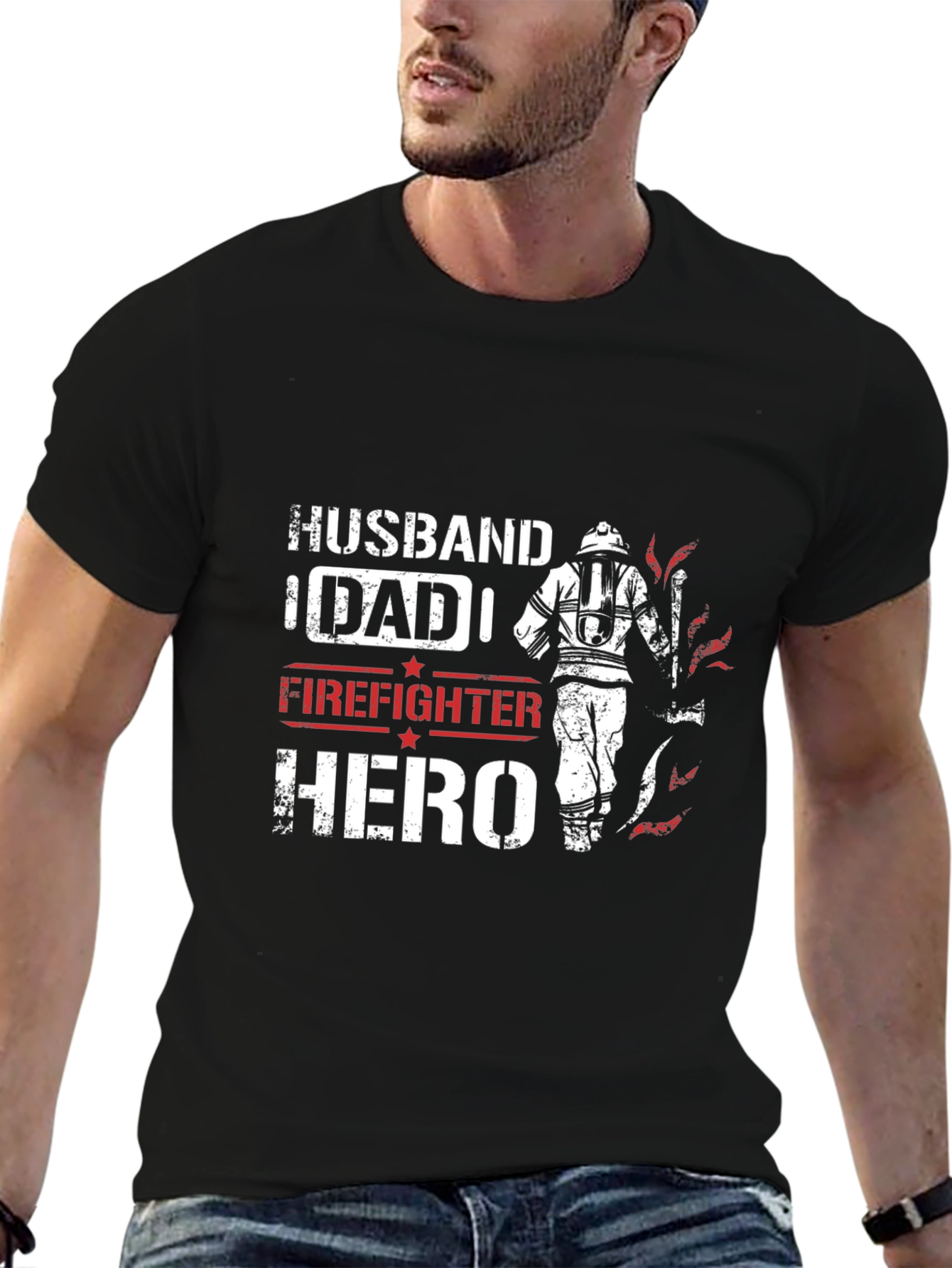 Firefighter Hero Graphic Tee - Husband Dad Hero