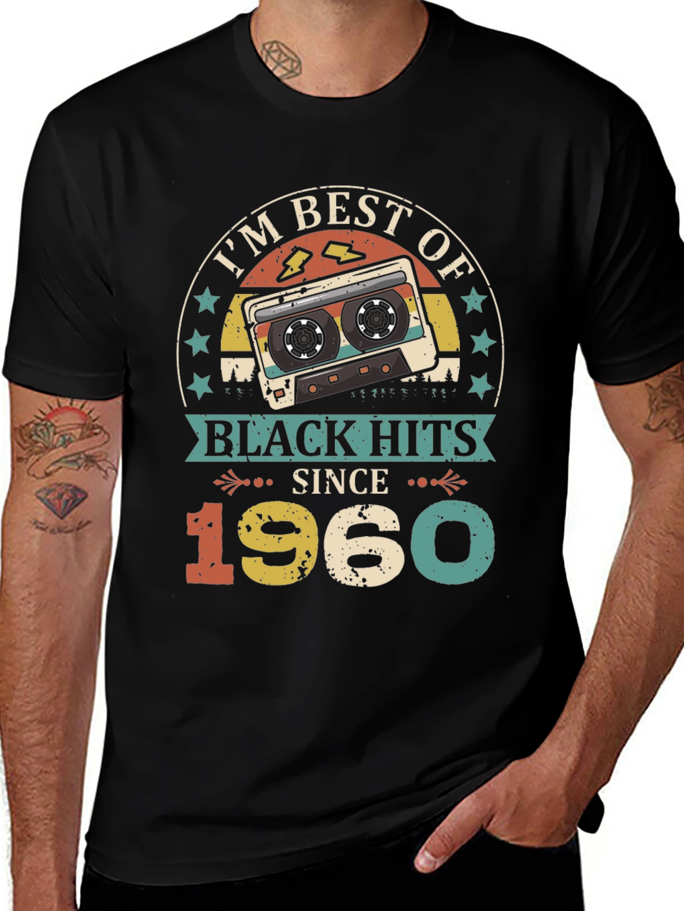 Vintage 1960 Black Hits Cassette Tape T-Shirt