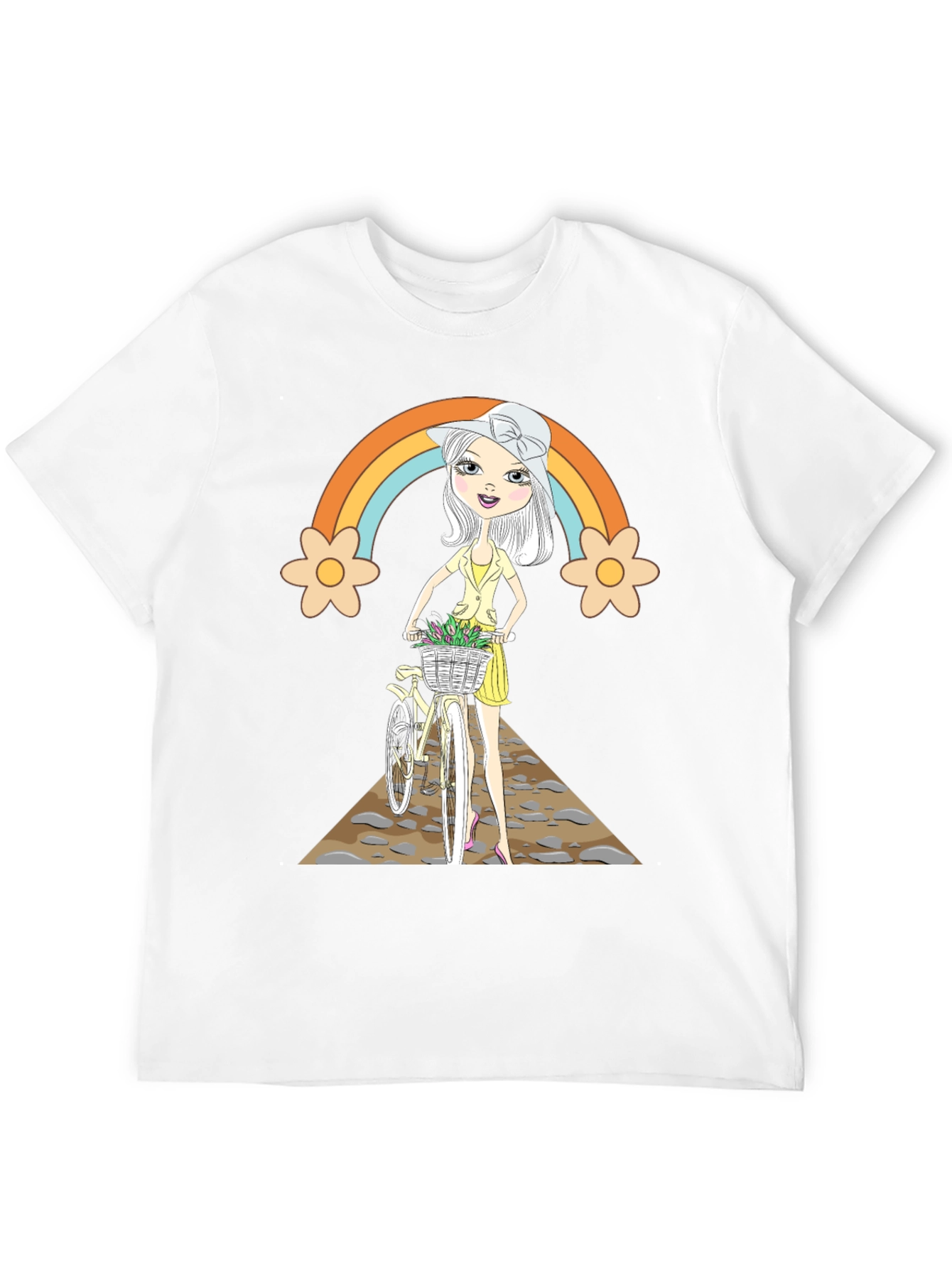 Rainbow Girl Bicycle T-Shirt - Stylish Graphic Tee