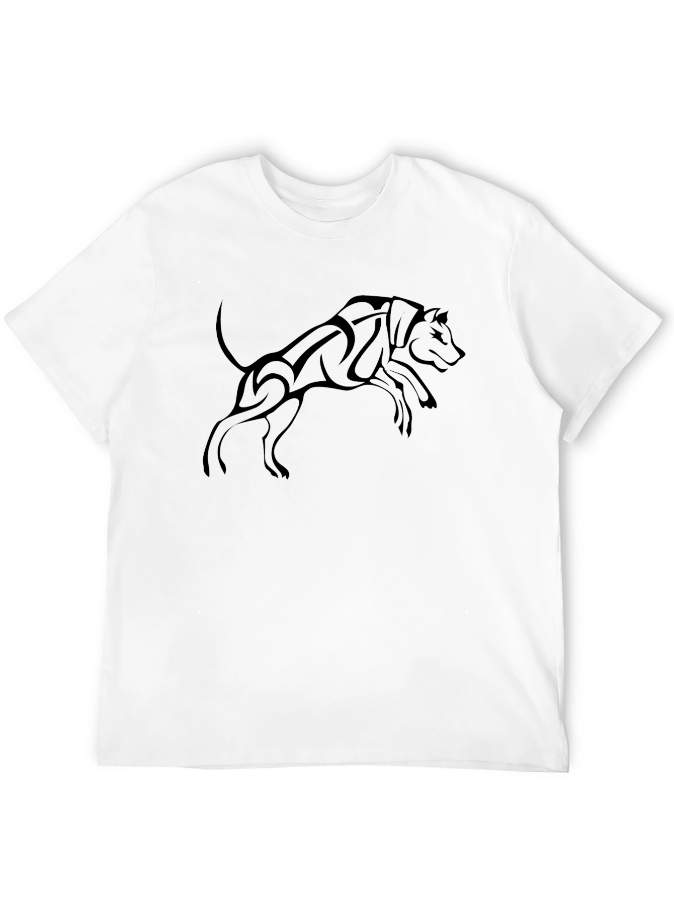 Tribal Wolf Graphic Print Black T-Shirt