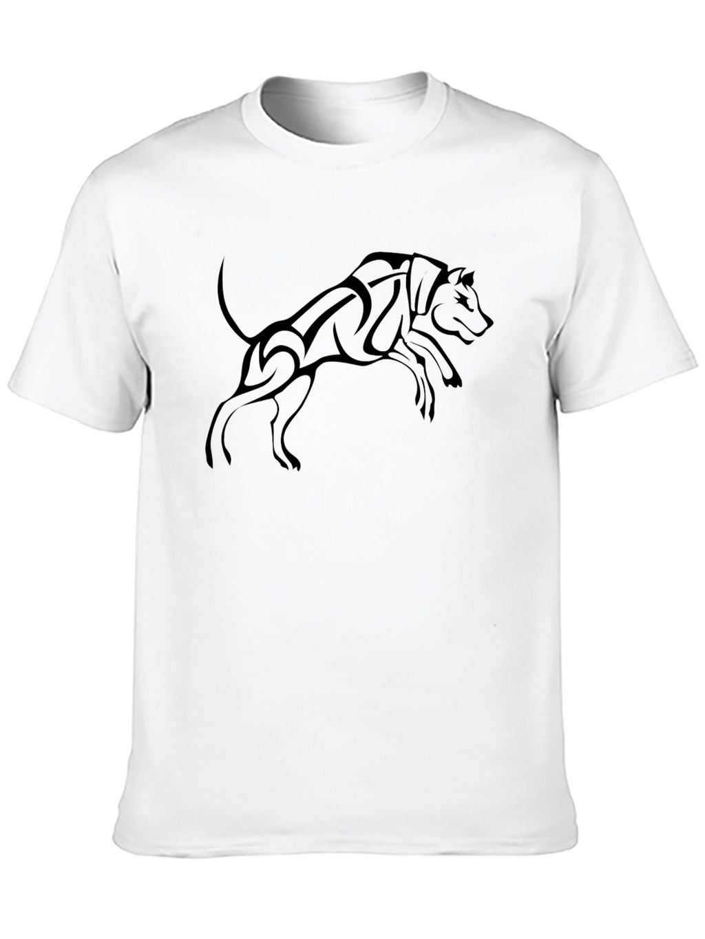 Tribal Wolf Graphic Print Black T-Shirt