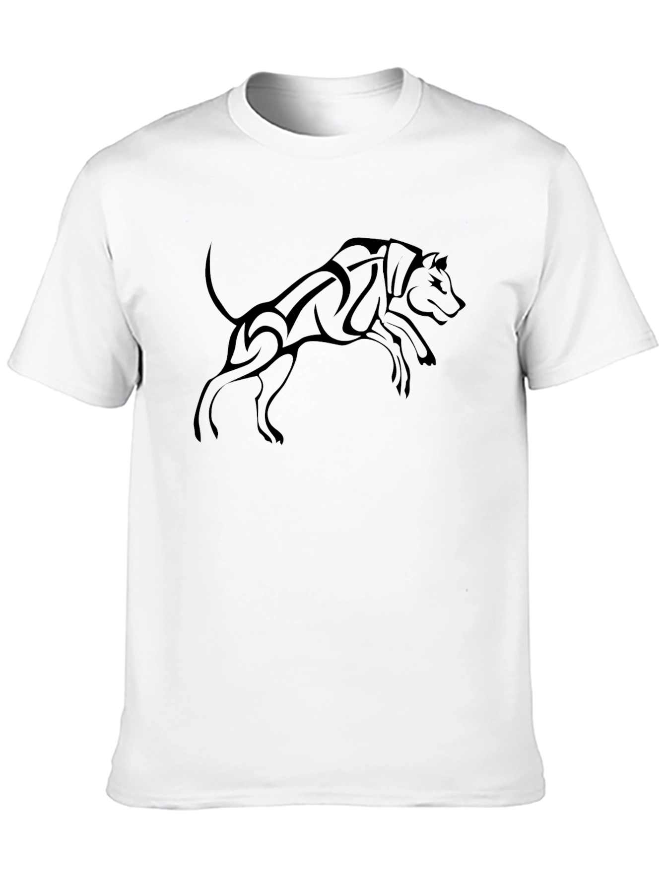Tribal Wolf Graphic Print Black T-Shirt