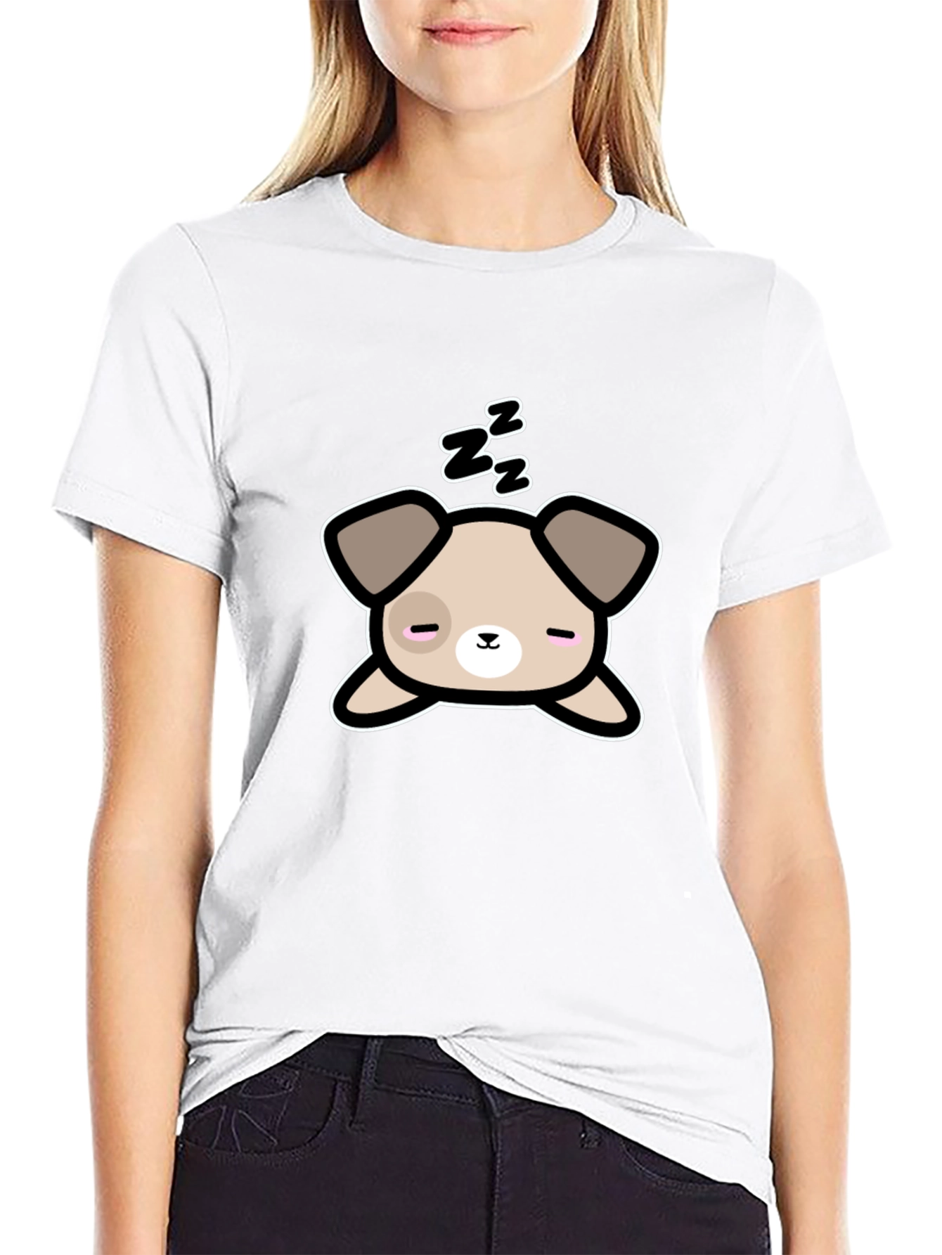 Cute Sleeping Dog Graphic T-Shirt - Unisex