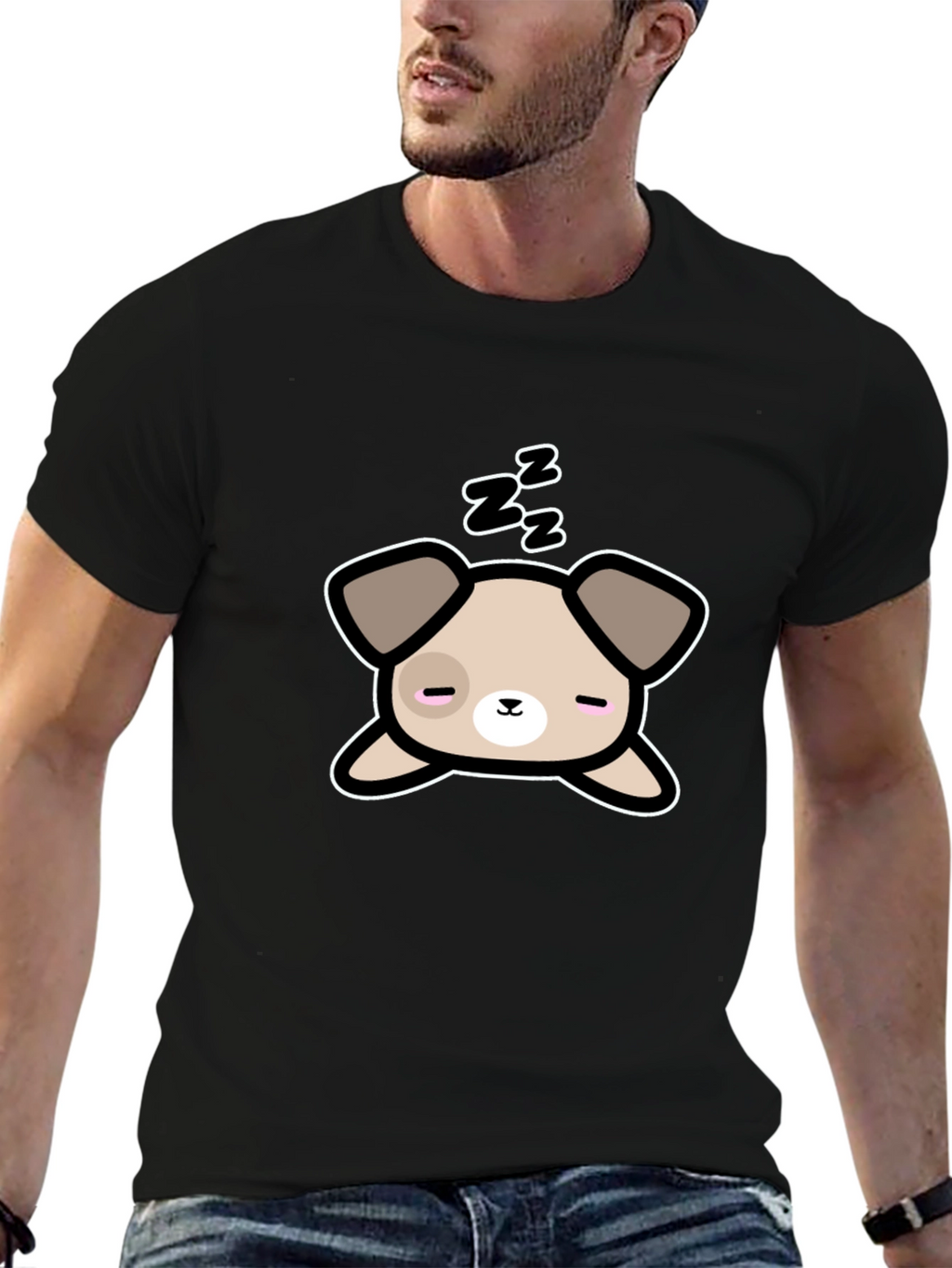 Cute Sleeping Dog Graphic T-Shirt - Unisex