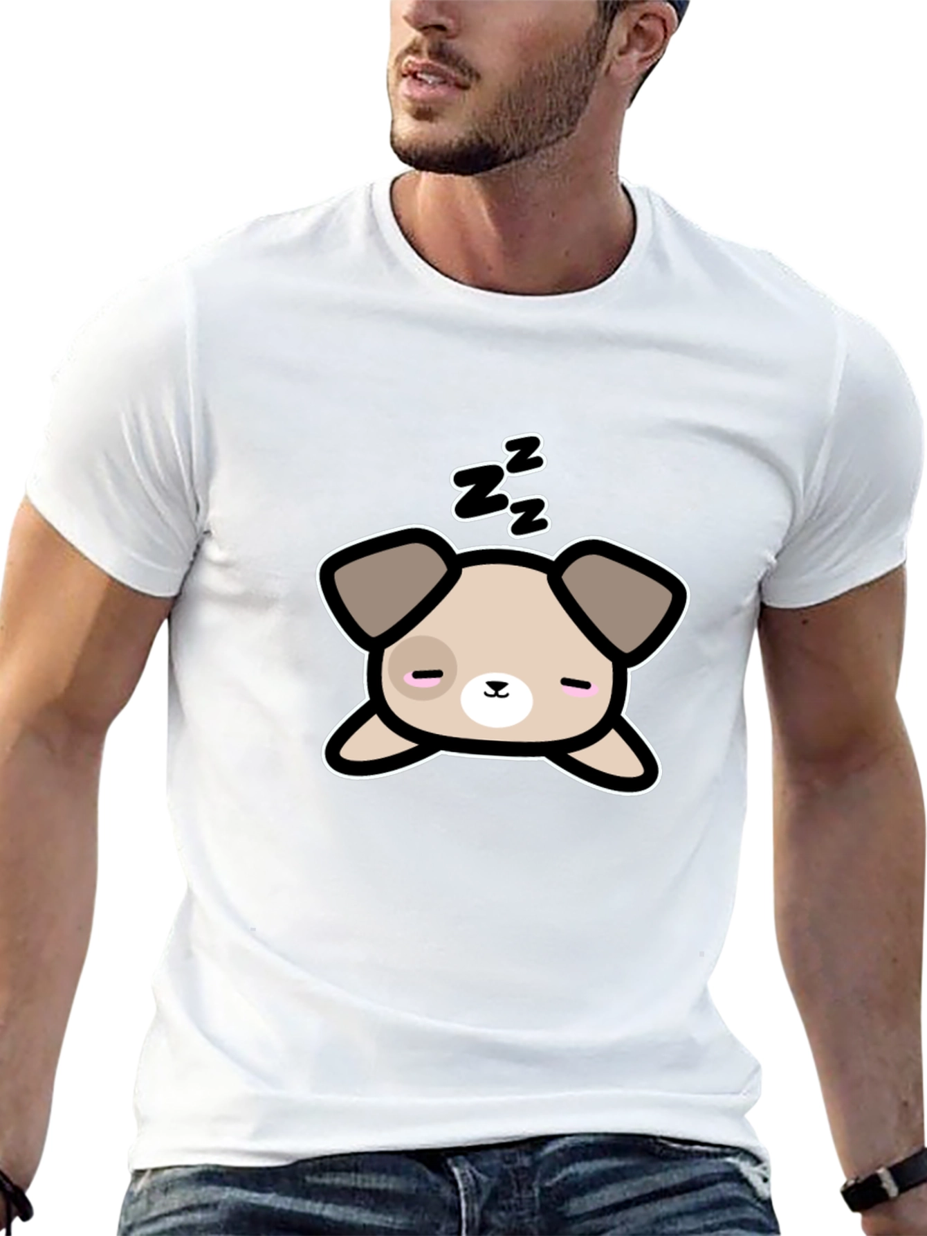 Cute Sleeping Dog Graphic T-Shirt - Unisex