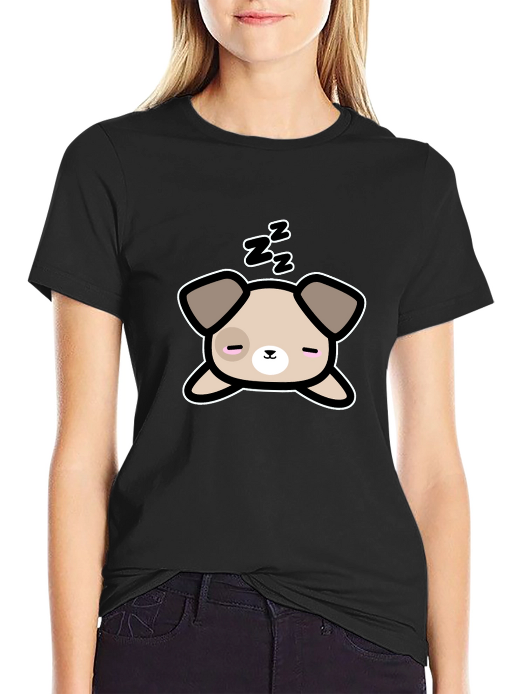 Cute Sleeping Dog Graphic T-Shirt - Unisex