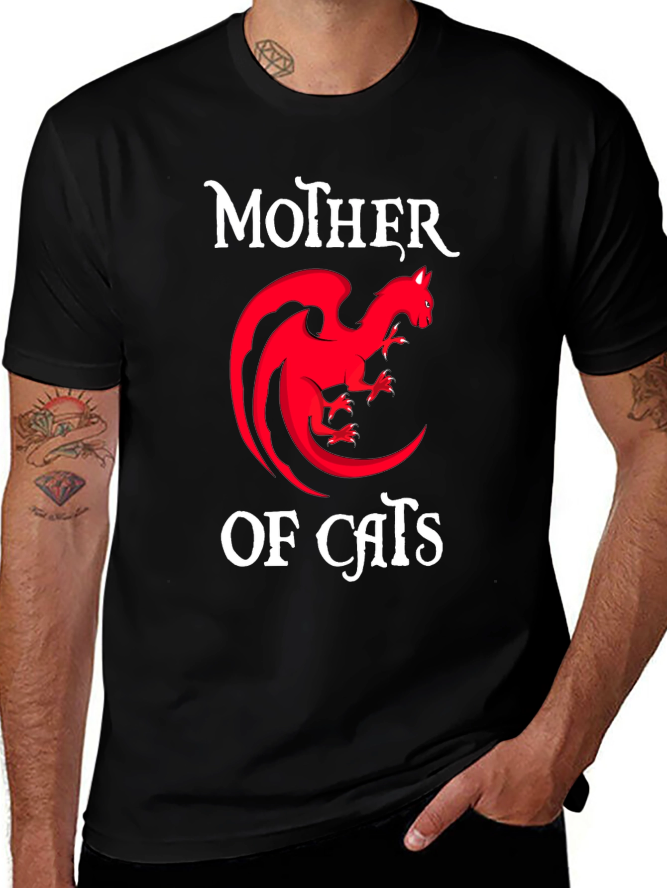 Mother of Cats T-Shirt - Dragon Cat Design
