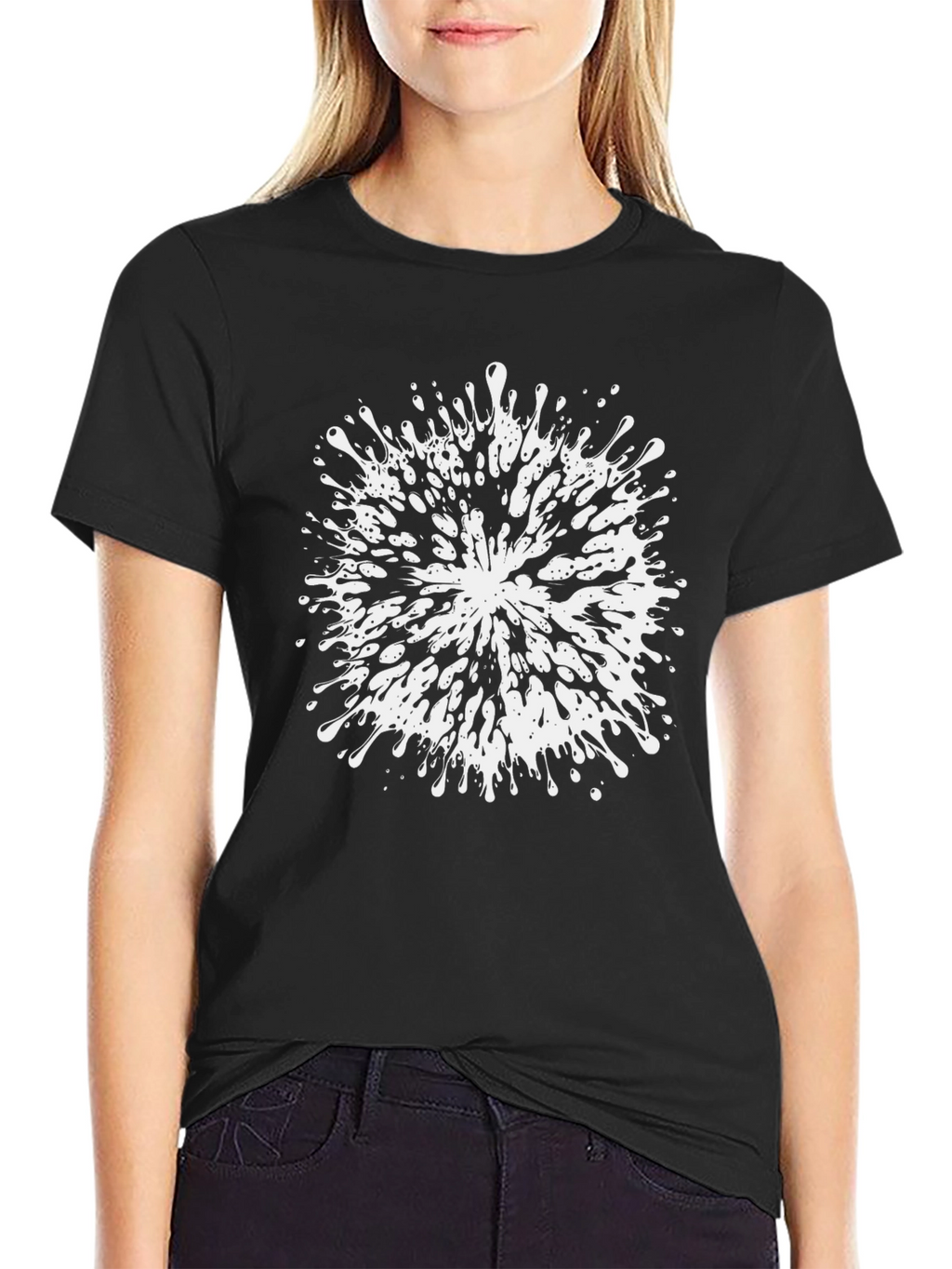 Abstract Splatter Graphic Tee - Black Cotton Blend