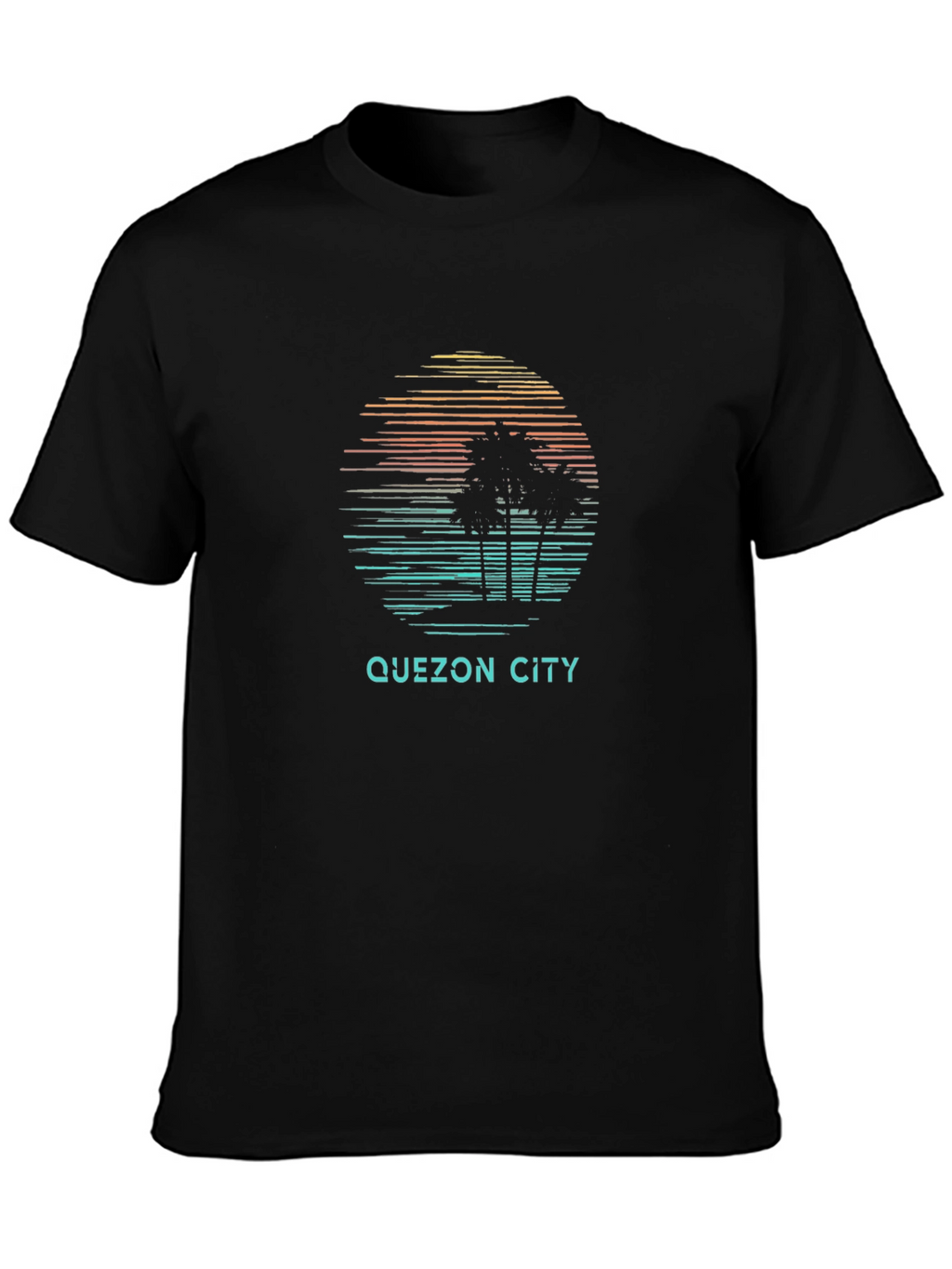 Quezon City Graphic Tee - Retro Palm Tree Design