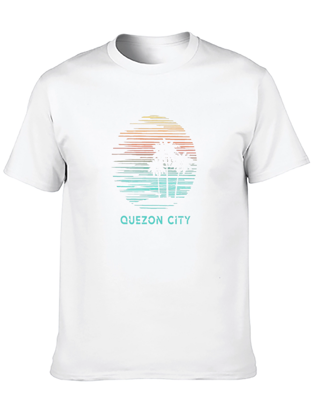 Quezon City Graphic Tee - Retro Palm Tree Design