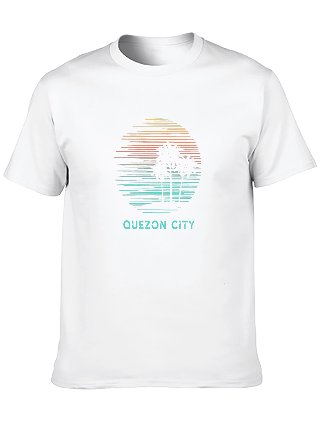 Quezon City Graphic Tee - Retro Palm Tree Design