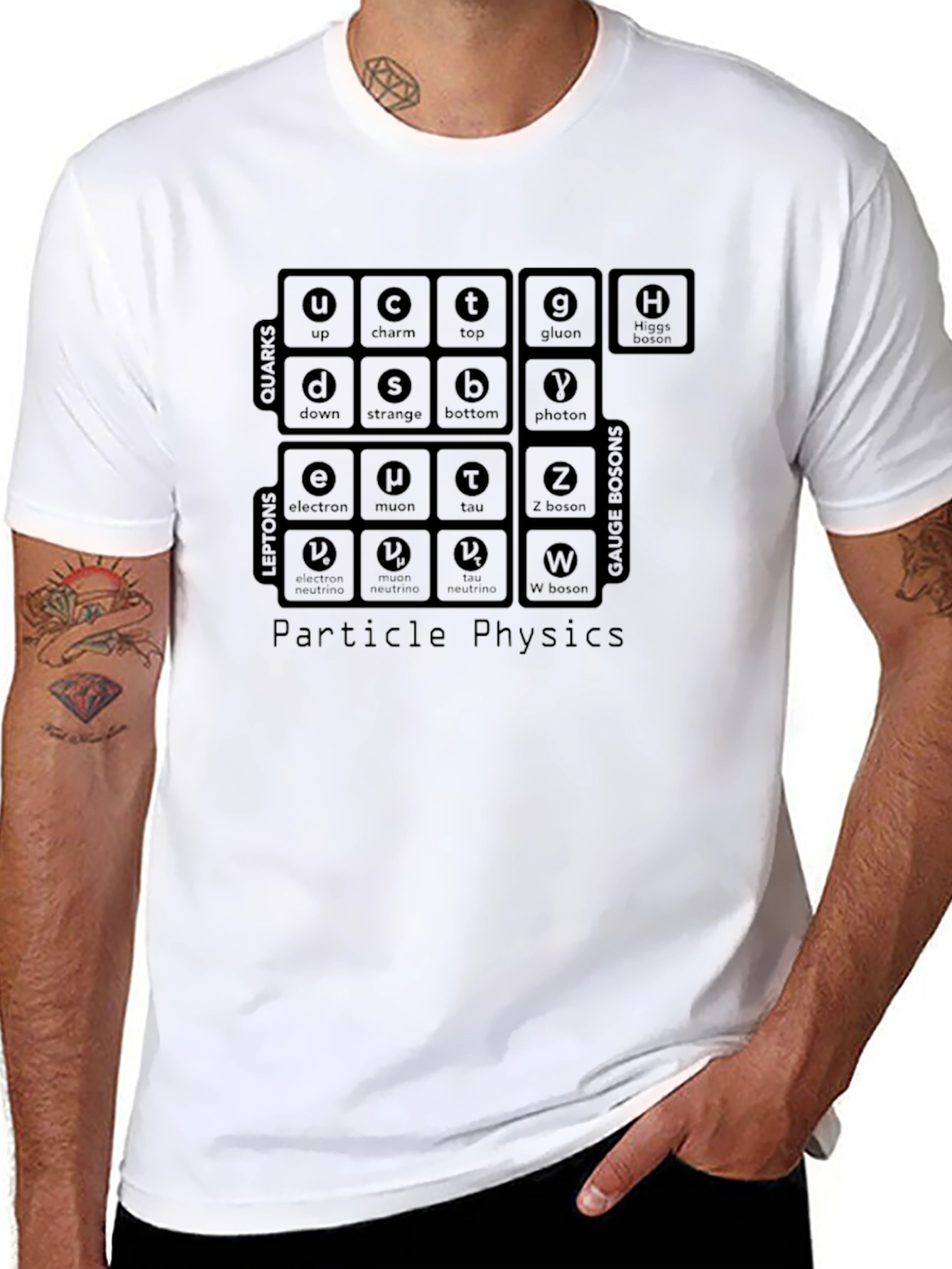 Particle Physics T-Shirt: Quarks Leptons Gauge Bosons