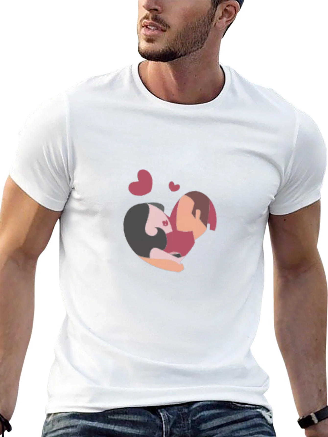 Romantic Embrace Heart T-Shirt - Soft Cotton Blend