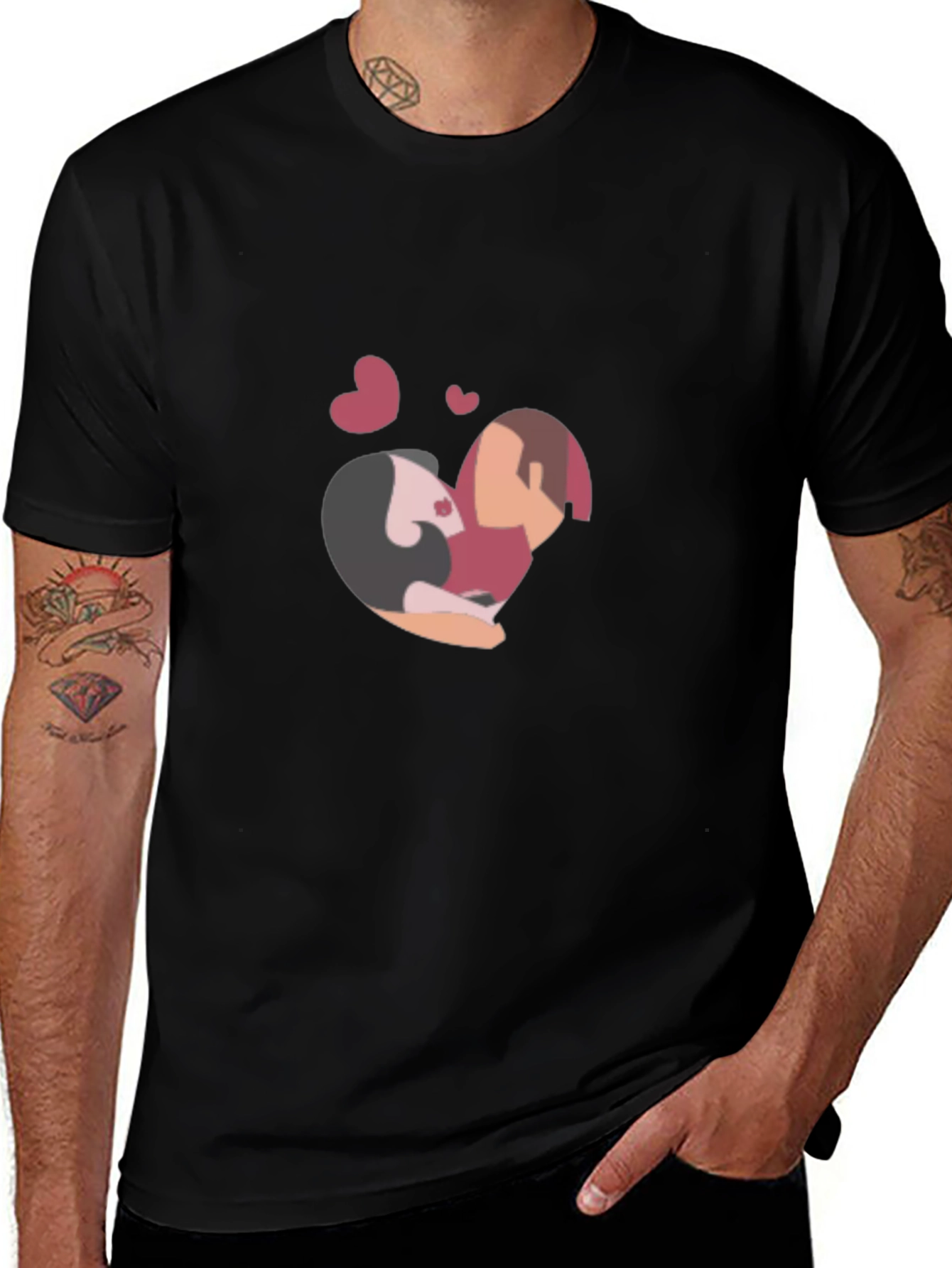 Romantic Embrace Heart T-Shirt - Soft Cotton Blend