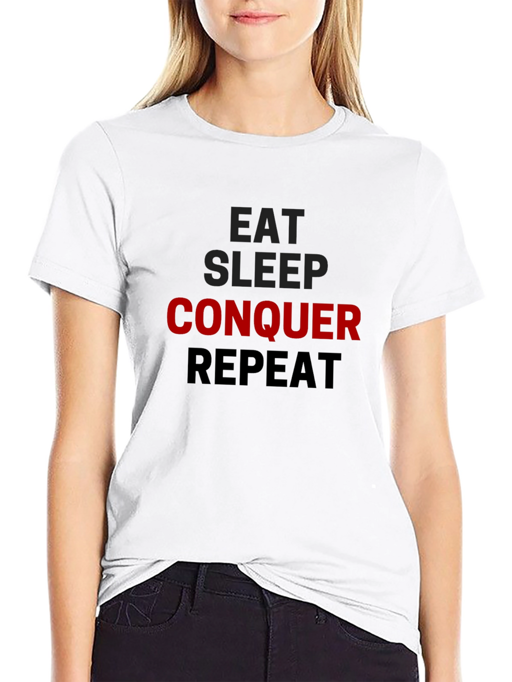 Eat Sleep Conquer Repeat Black T-Shirt