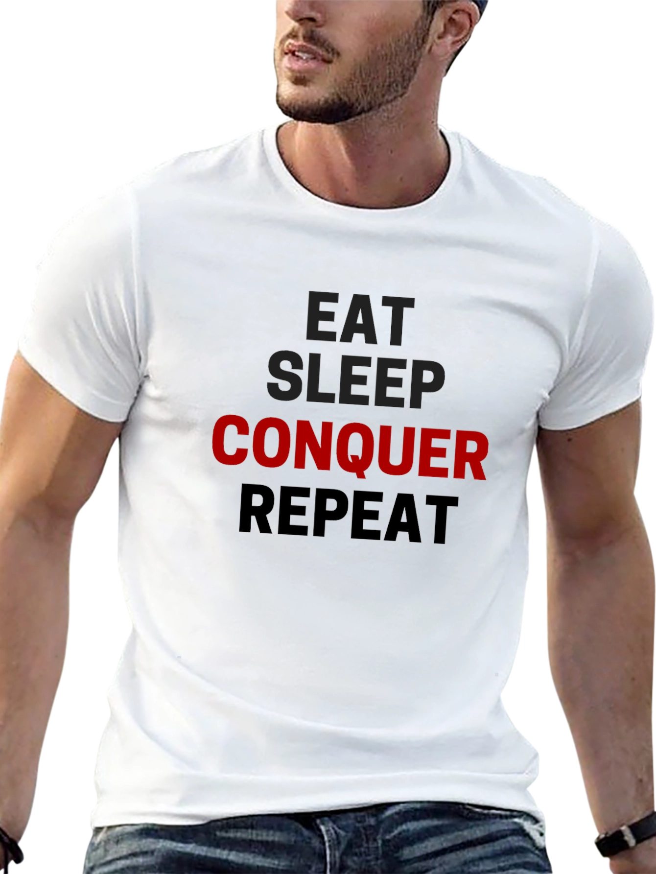 Eat Sleep Conquer Repeat Black T-Shirt