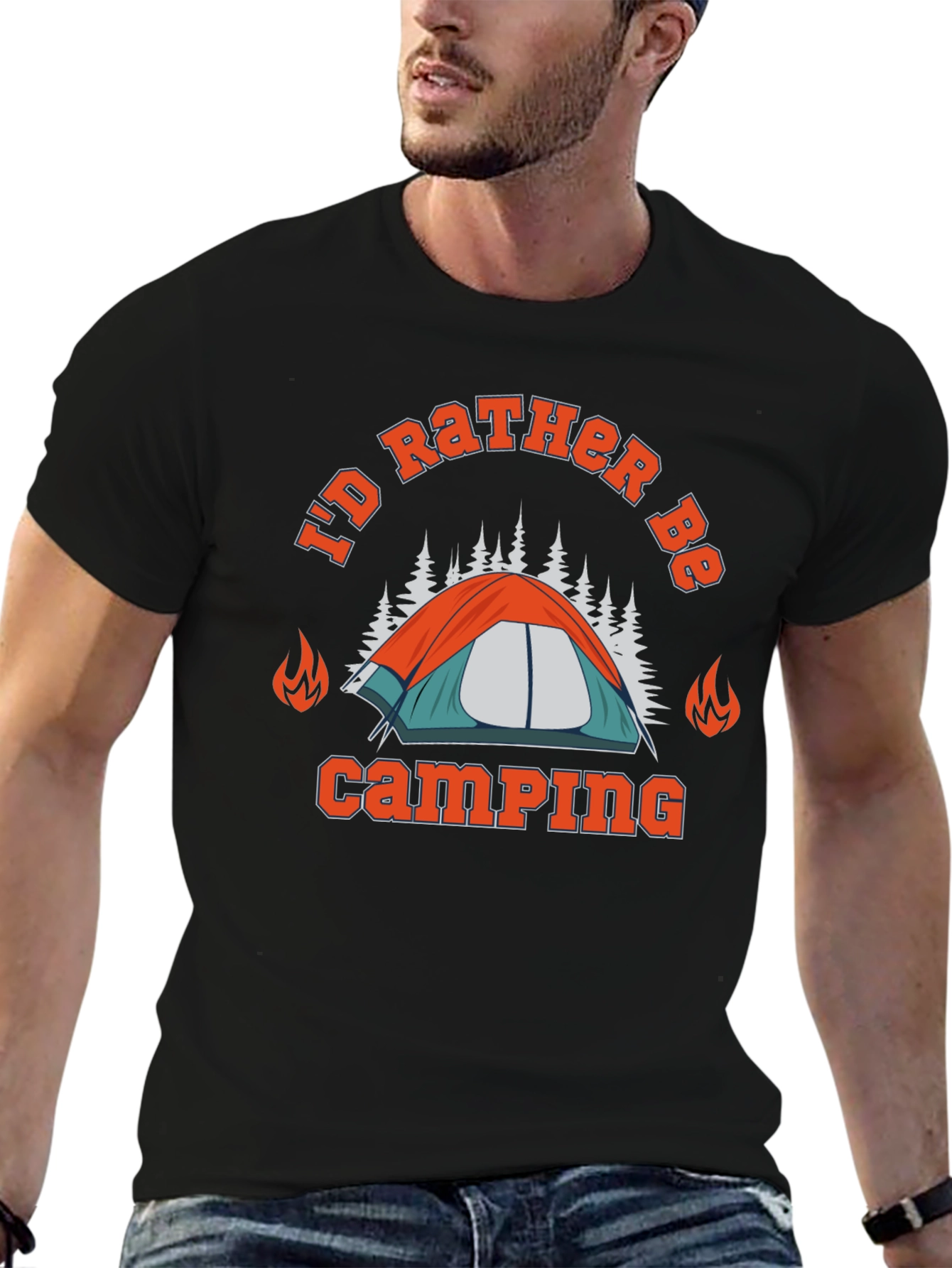 Id Rather Be Camping Graphic Tee - Mens Black T-Shirt