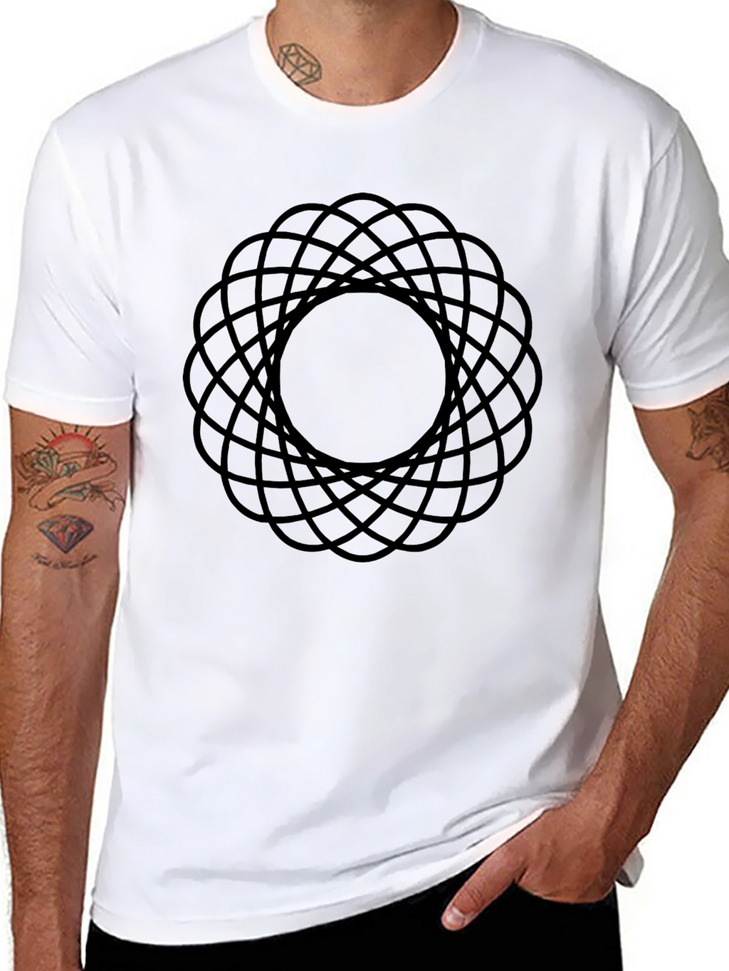 Abstract Geometric Pattern T-Shirt - Modern Black Tee