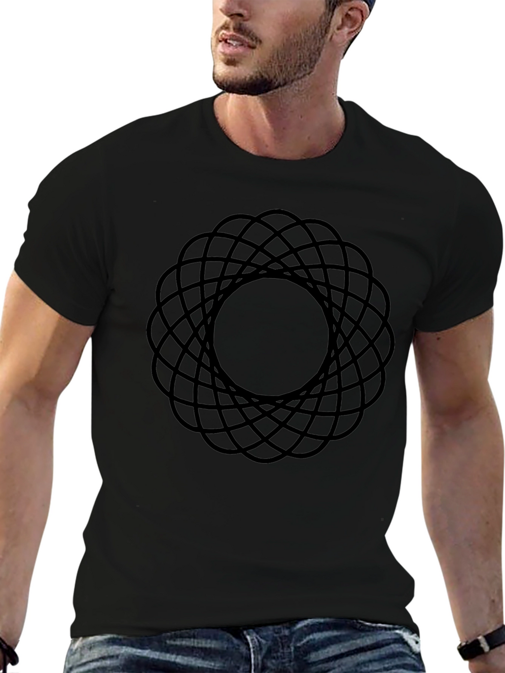 Abstract Geometric Pattern T-Shirt - Modern Black Tee