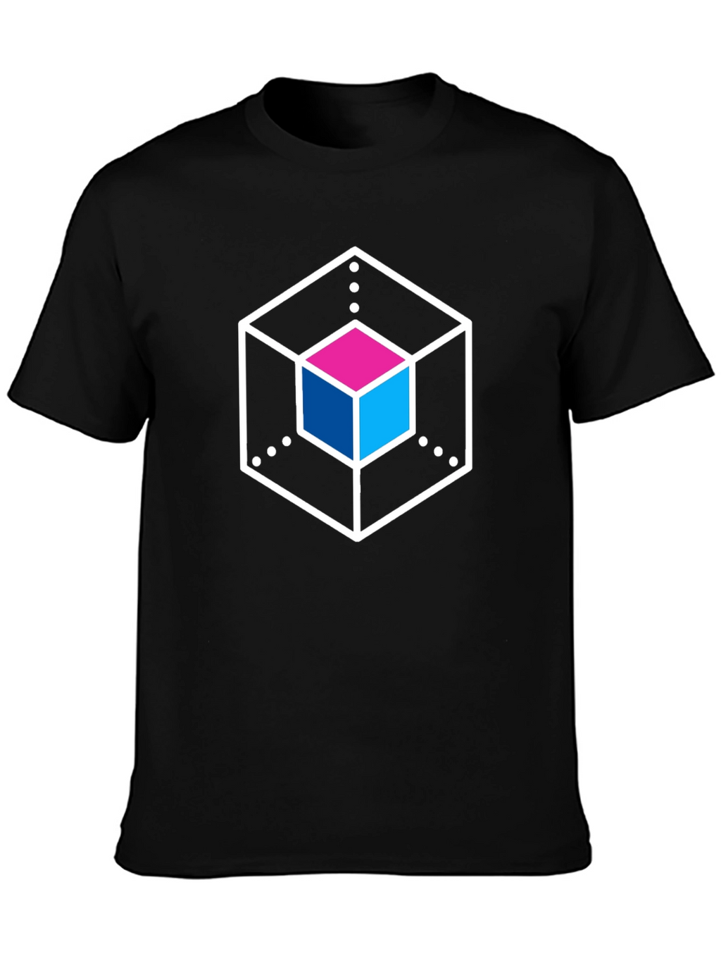 Abstract Cube Graphic Tee - Stylish Black T-Shirt