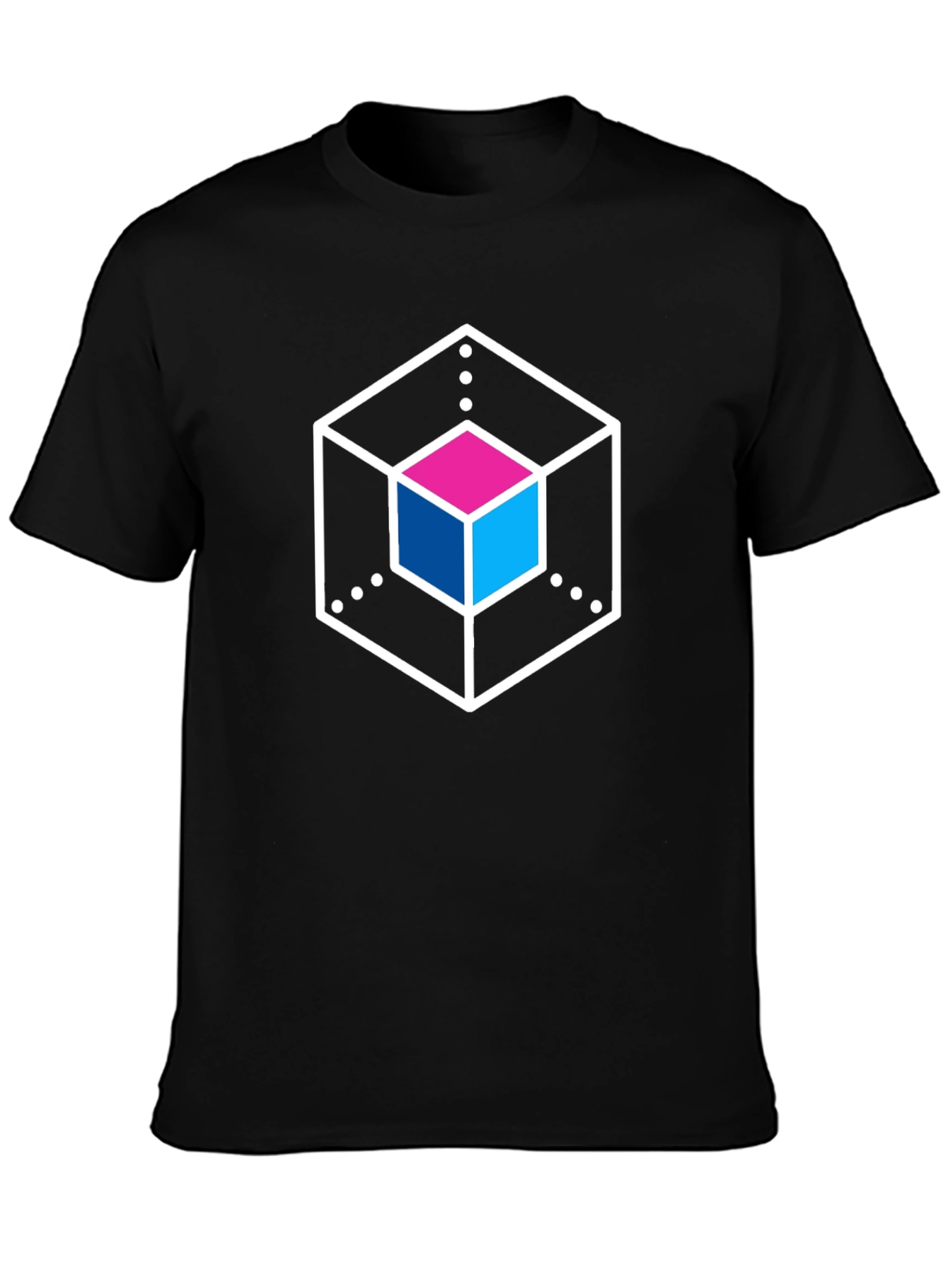 Abstract Cube Graphic Tee - Stylish Black T-Shirt