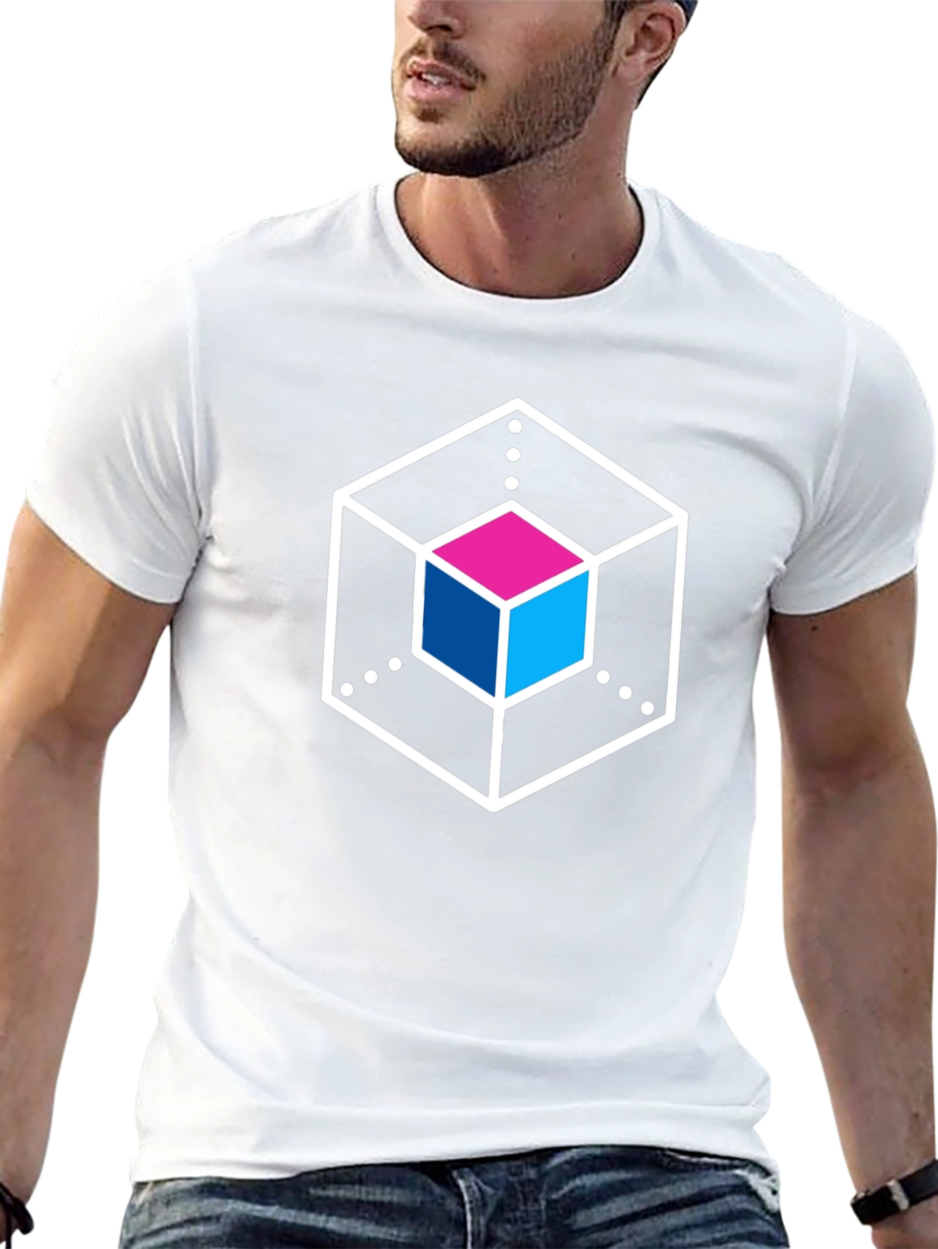 Abstract Cube Graphic Tee - Stylish Black T-Shirt