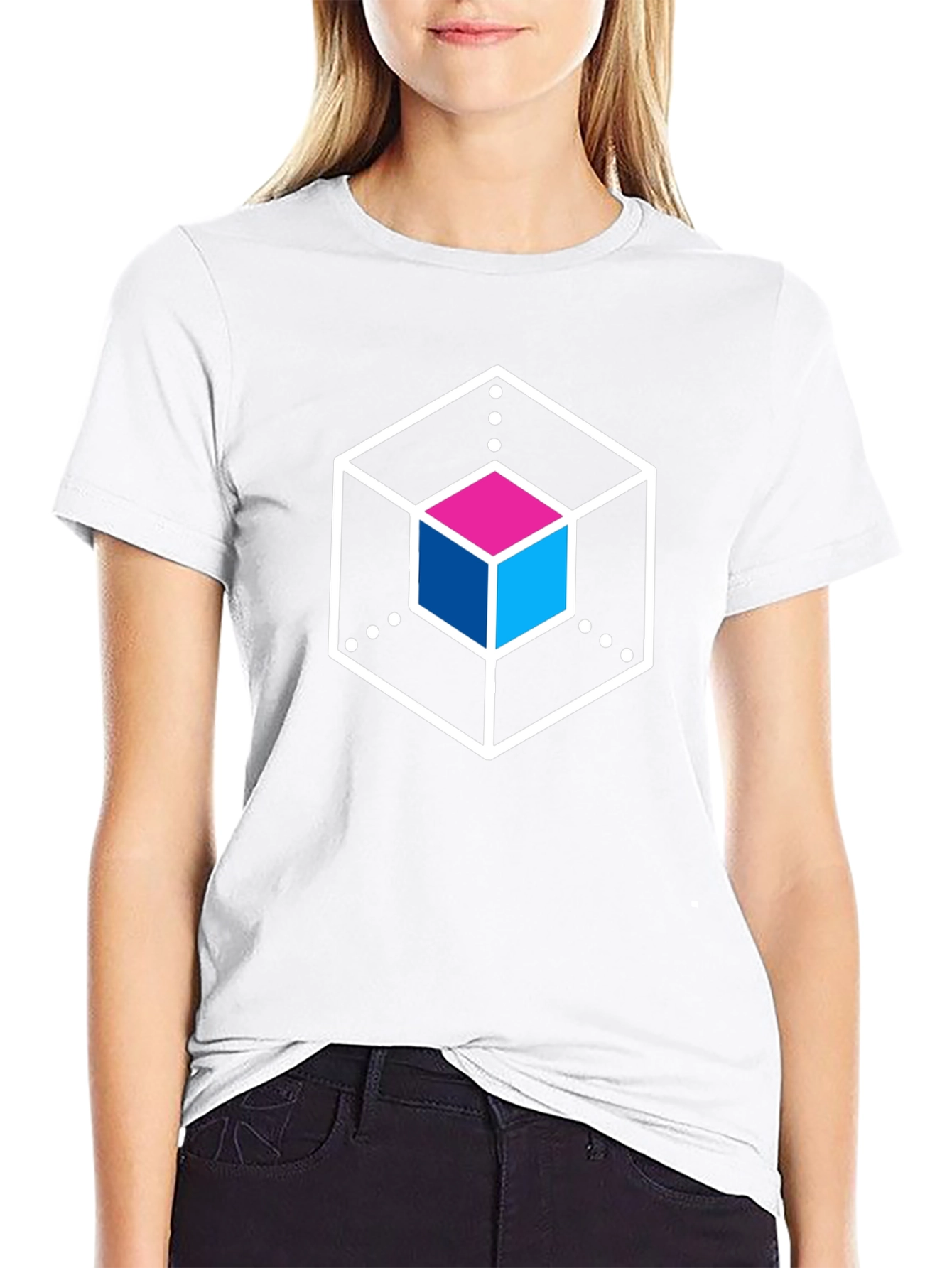 Abstract Cube Graphic Tee - Stylish Black T-Shirt