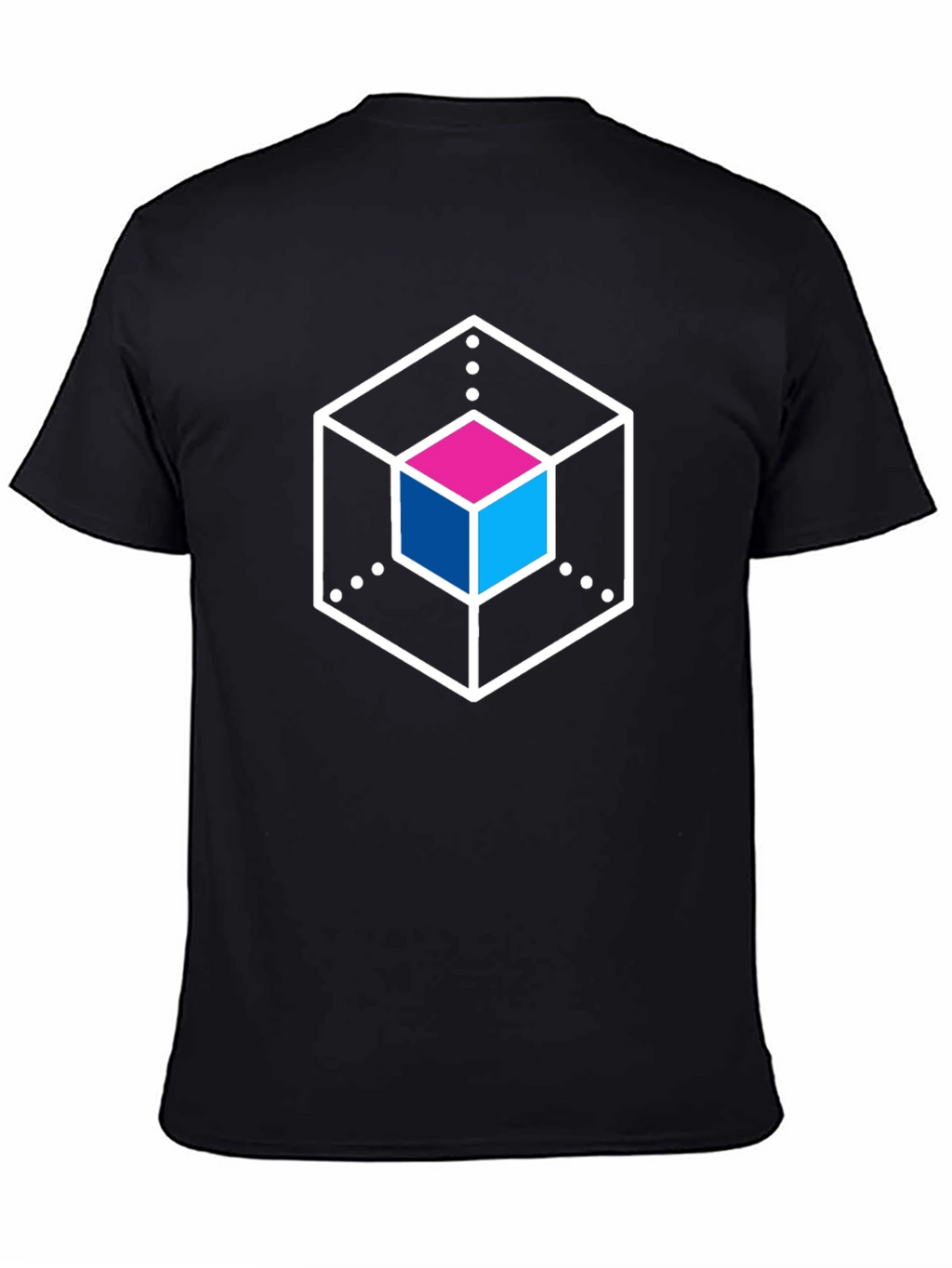 Abstract Cube Graphic Tee - Stylish Black T-Shirt