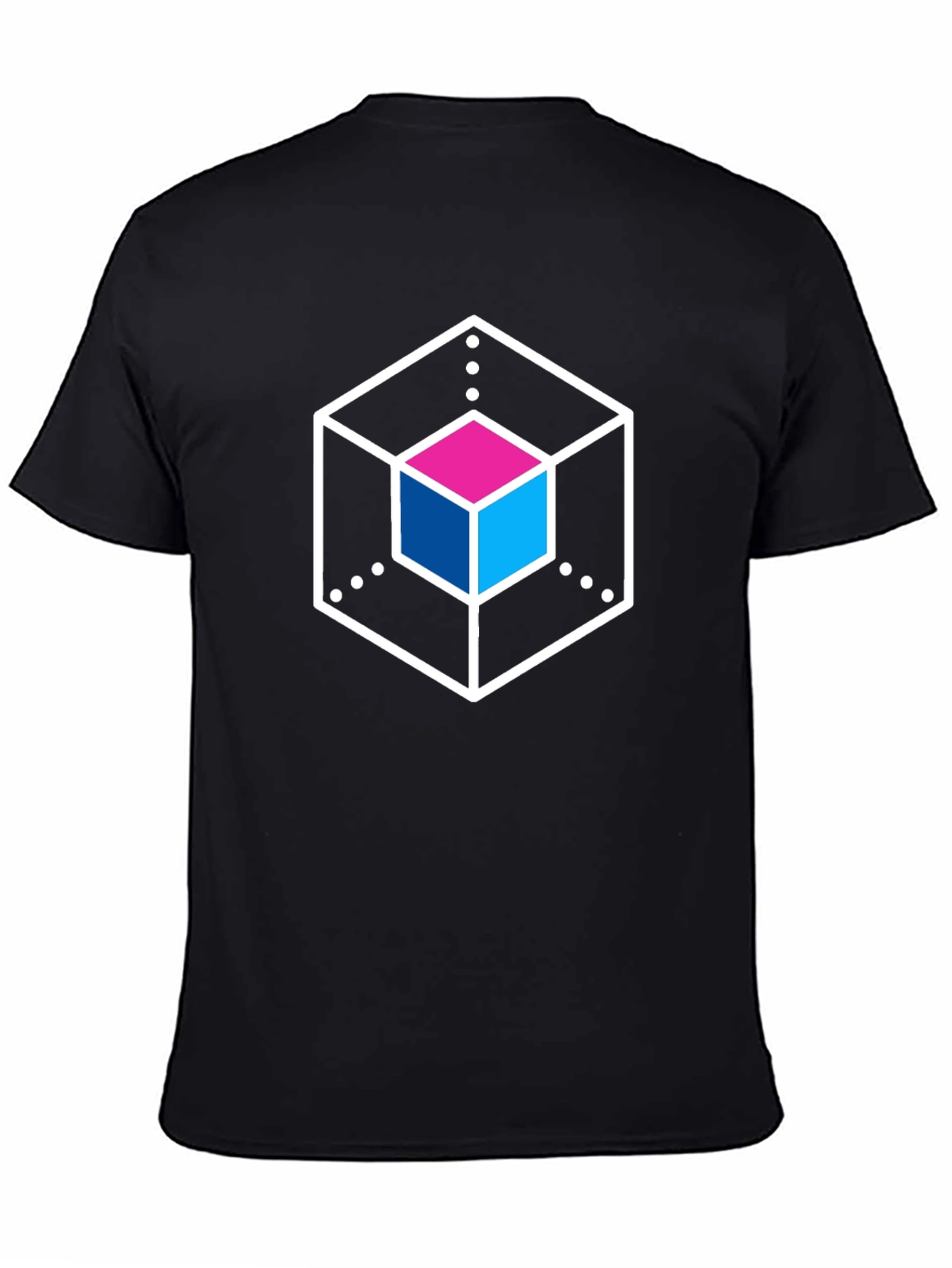 Abstract Cube Graphic Tee - Stylish Black T-Shirt