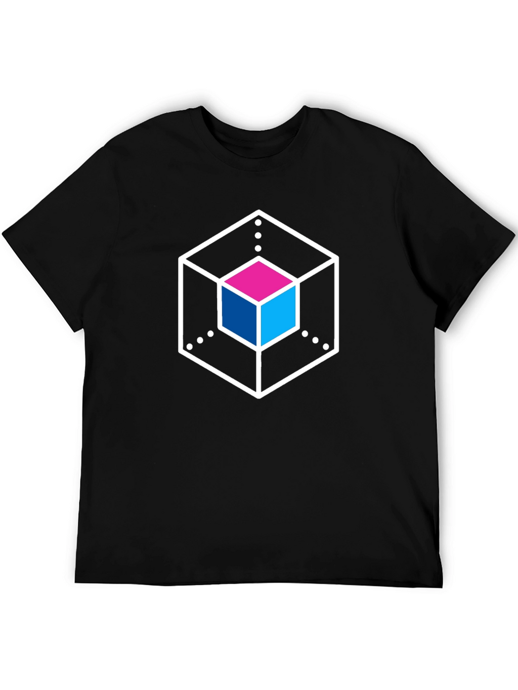 Abstract Cube Graphic Tee - Stylish Black T-Shirt
