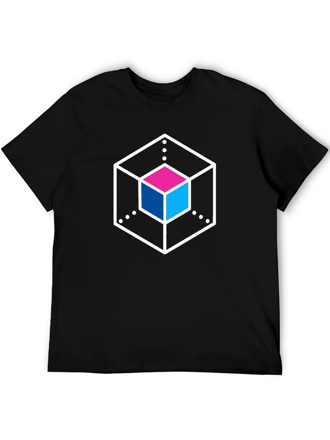 Abstract Cube Graphic Tee - Stylish Black T-Shirt