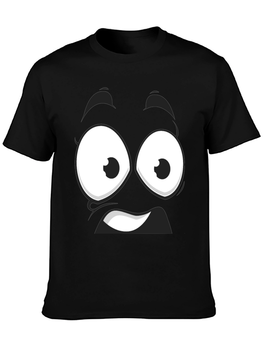 Funny Cartoon Face Black T-Shirt