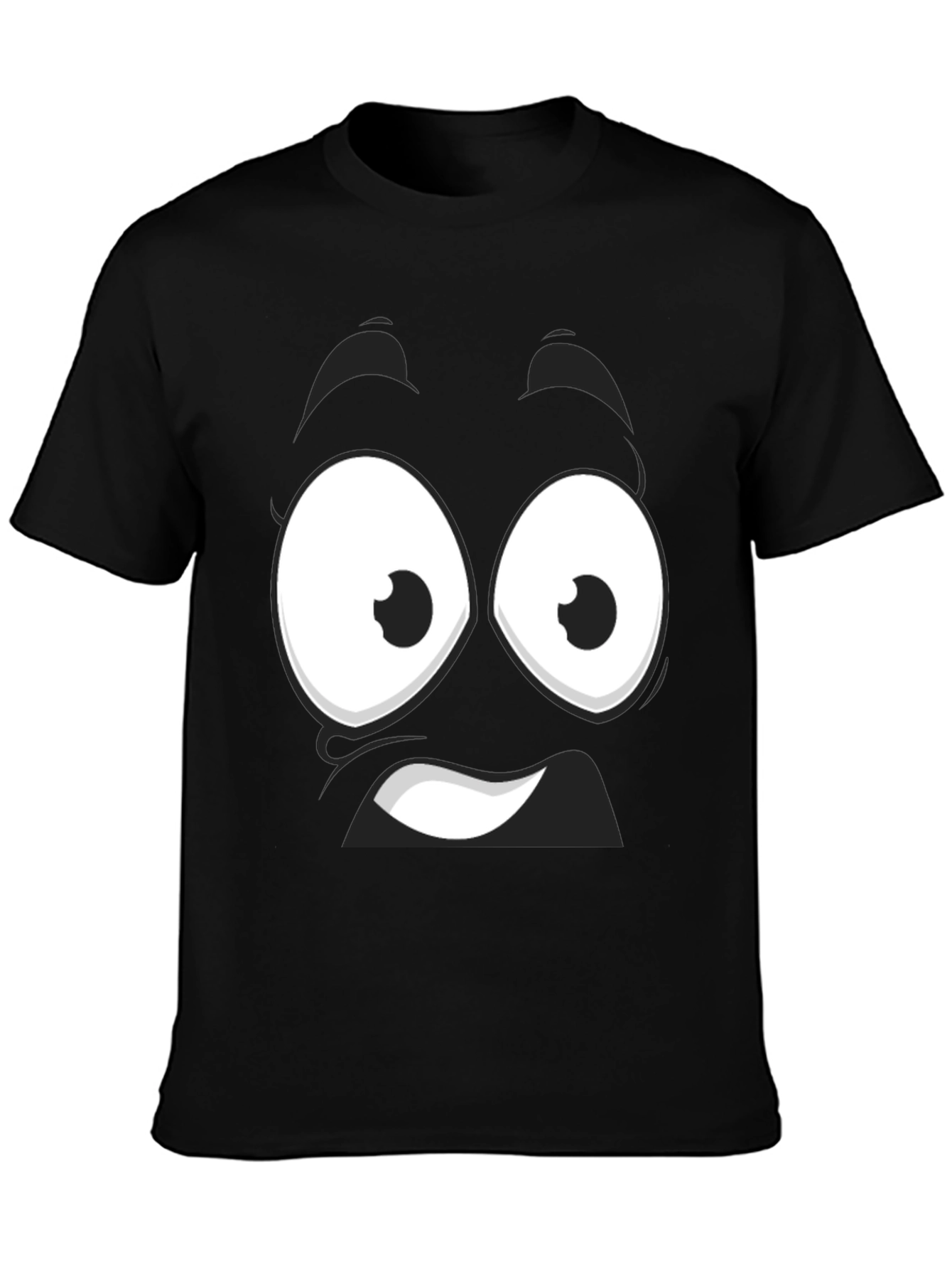 Funny Cartoon Face Black T-Shirt