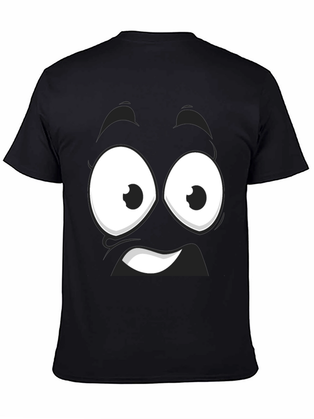 Funny Cartoon Face Black T-Shirt