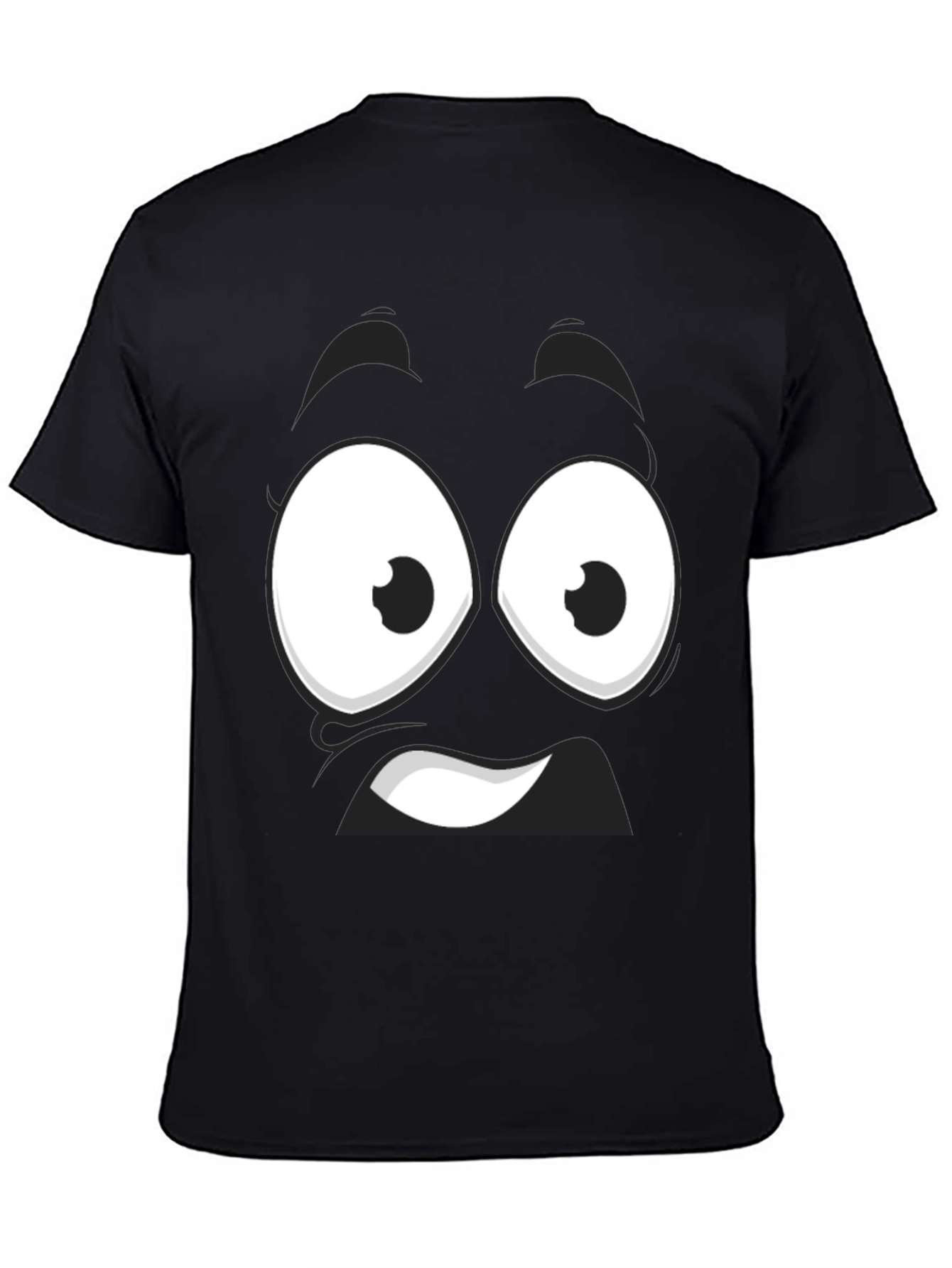 Funny Cartoon Face Black T-Shirt