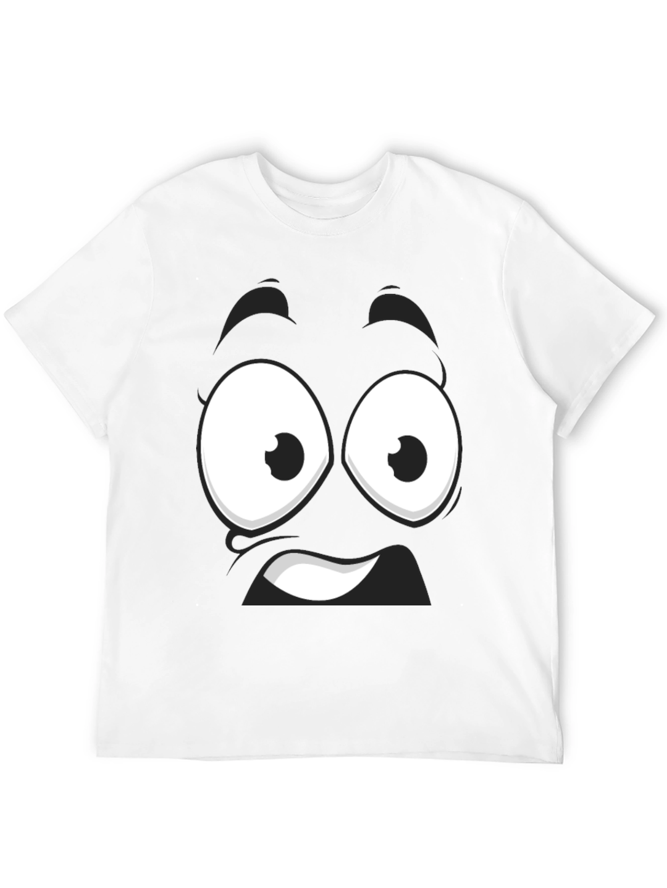 Funny Cartoon Face Black T-Shirt