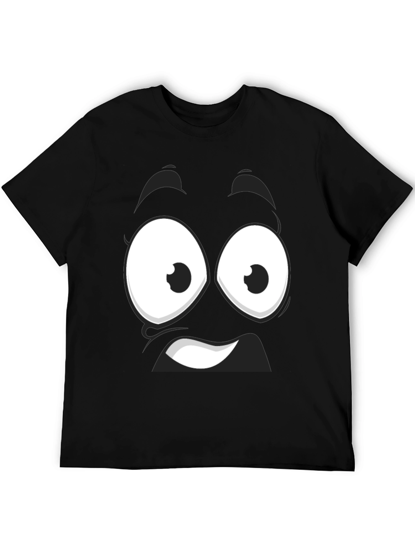 Funny Cartoon Face Black T-Shirt