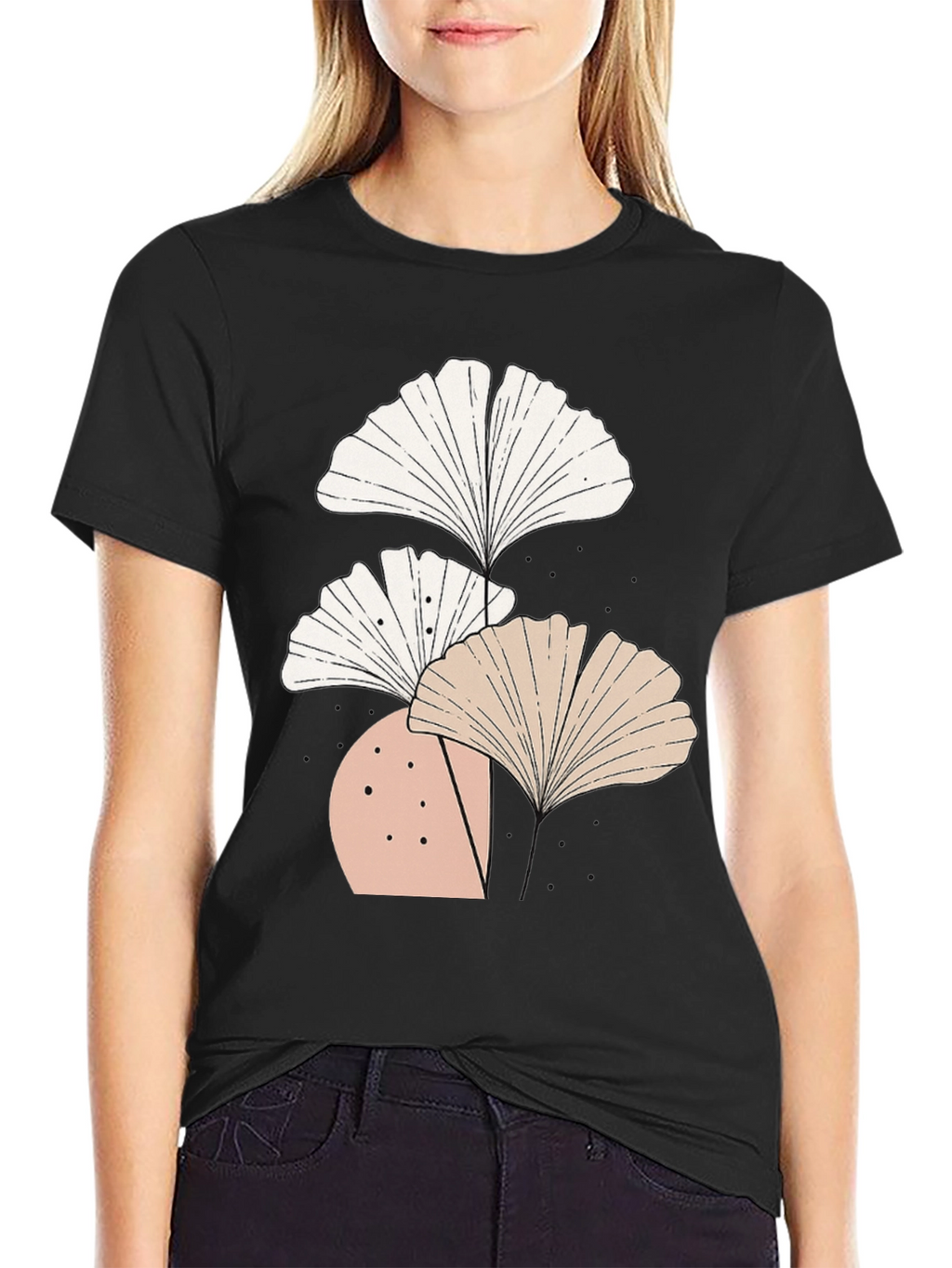 Botanical Ginkgo Leaf Graphic Tee - Modern Style