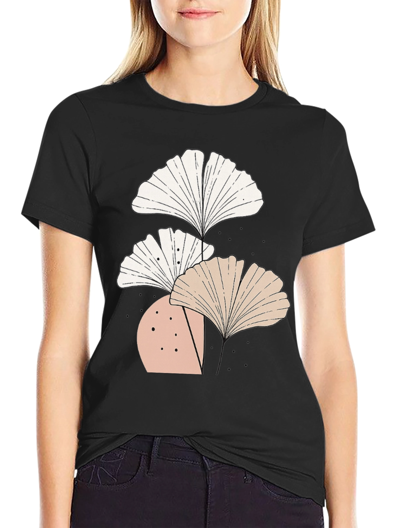Botanical Ginkgo Leaf Graphic Tee - Modern Style