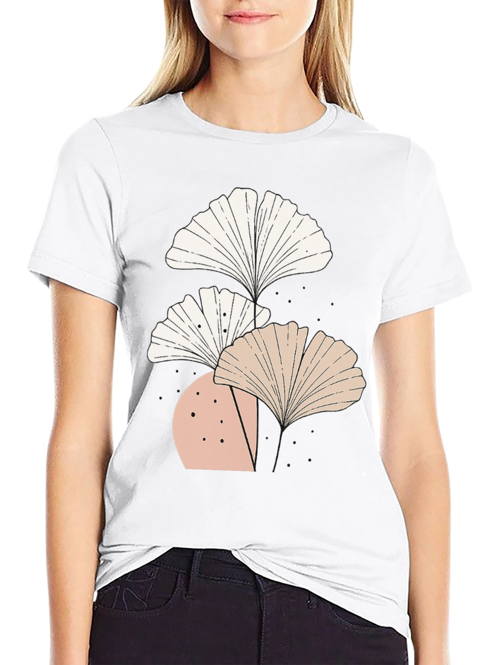 Botanical Ginkgo Leaf Graphic Tee - Modern Style