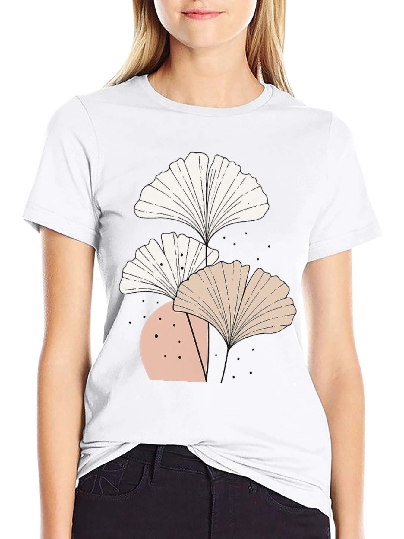 Botanical Ginkgo Leaf Graphic Tee - Modern Style