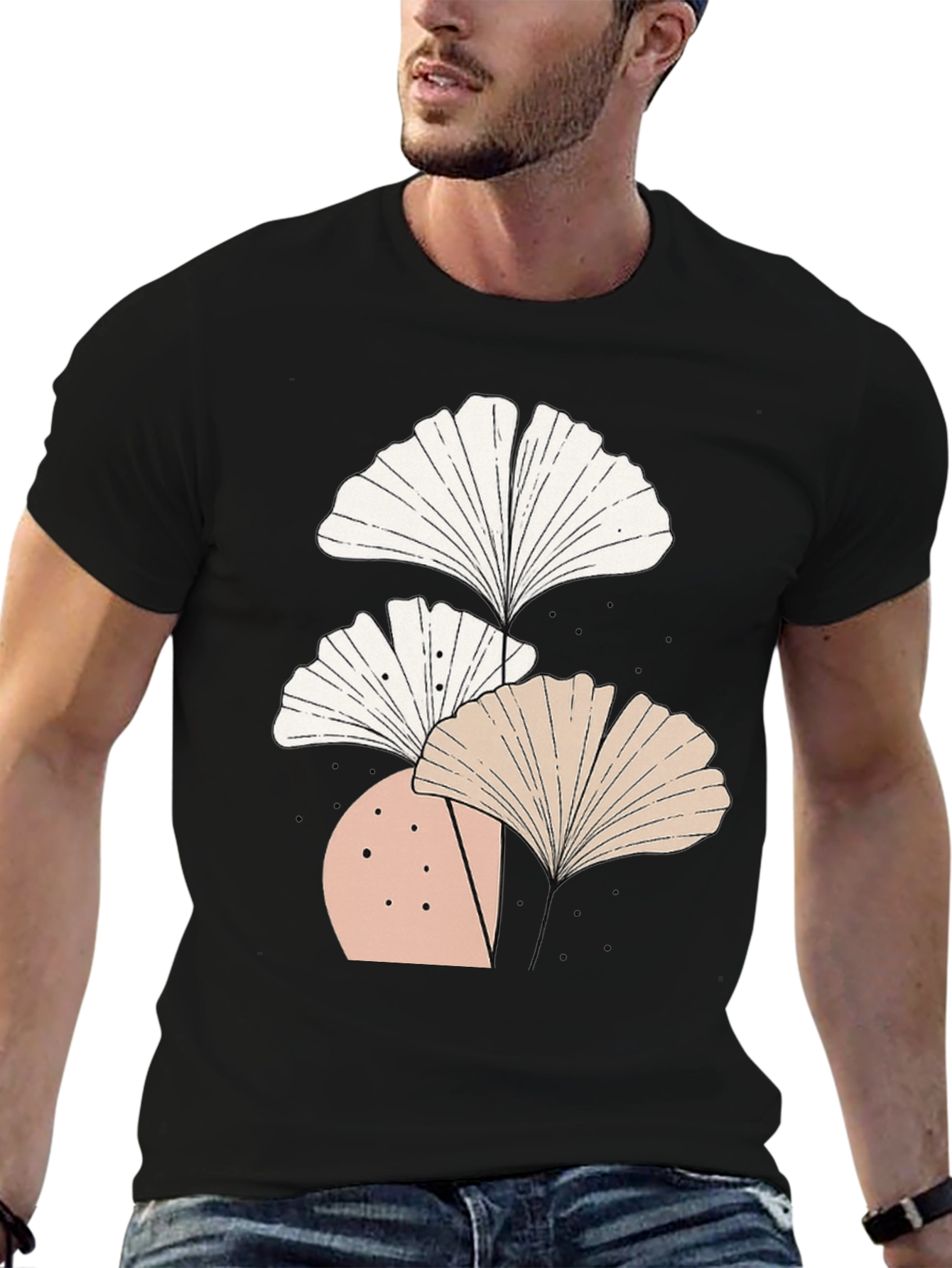 Botanical Ginkgo Leaf Graphic Tee - Modern Style