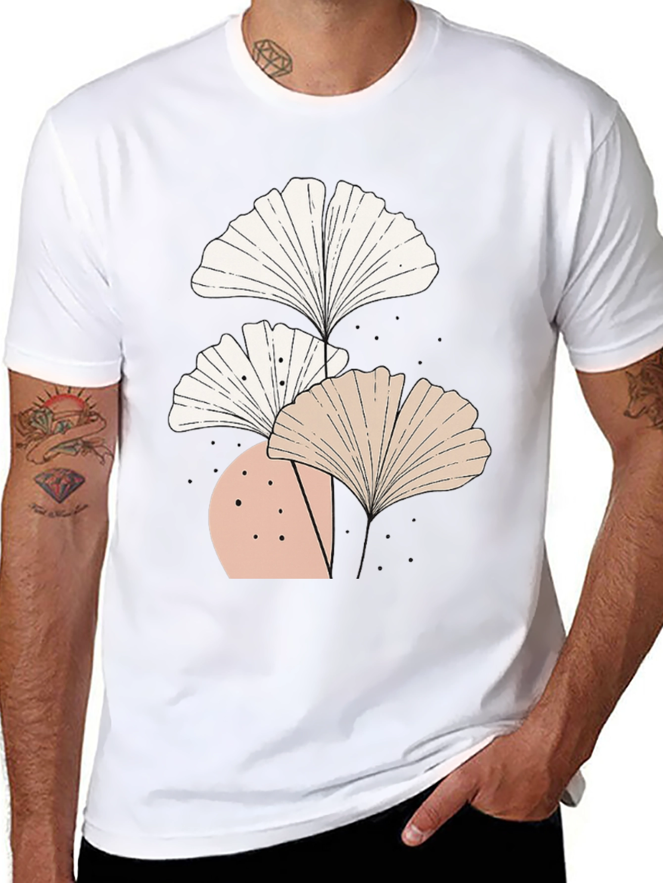 Botanical Ginkgo Leaf Graphic Tee - Modern Style